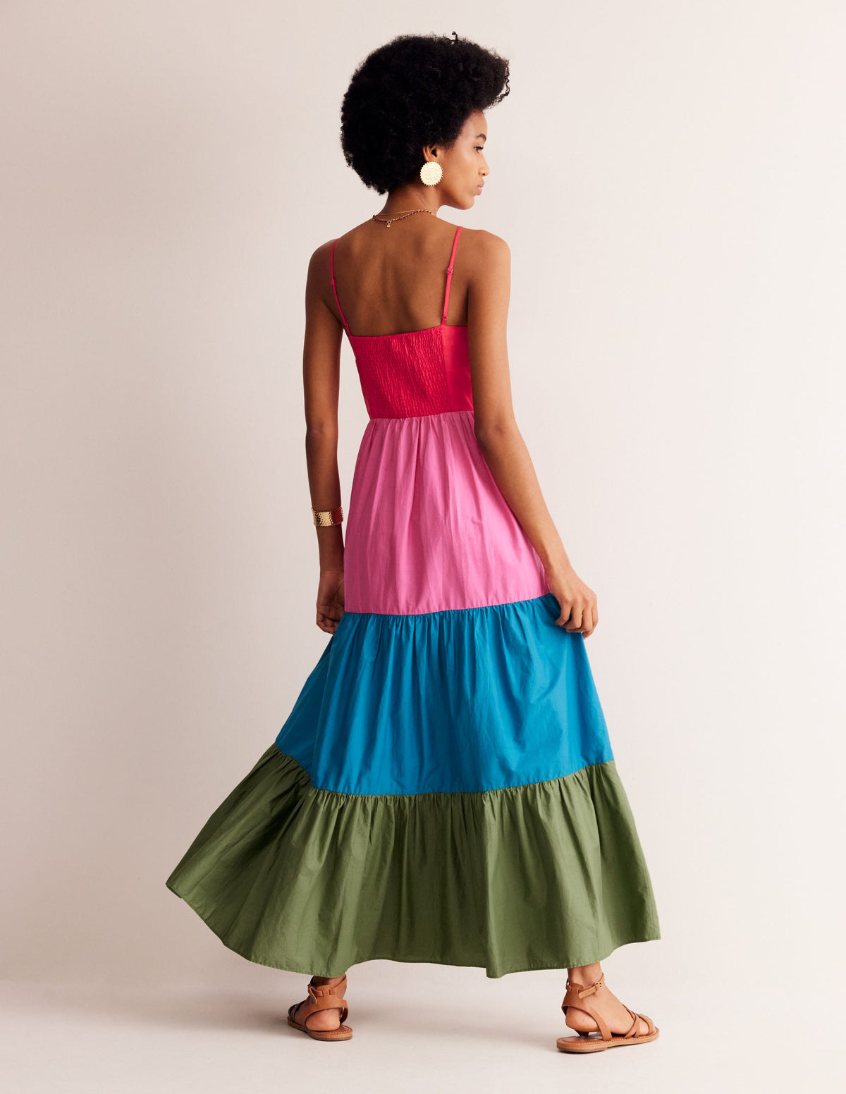 Trapeze Cotton Maxi Dress-Colourblock - Image 3