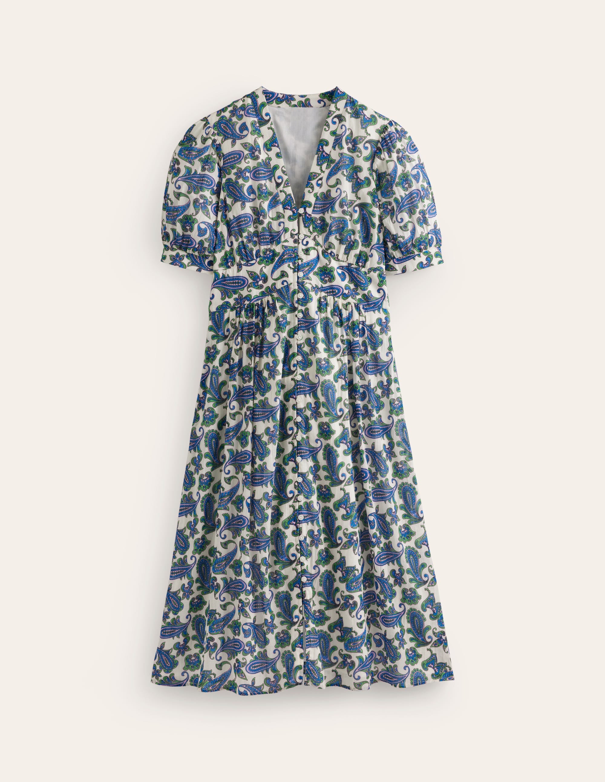 Elsa Crinkle Midi Tea Dress-Surf The Web, Paisley Wave - Image 7