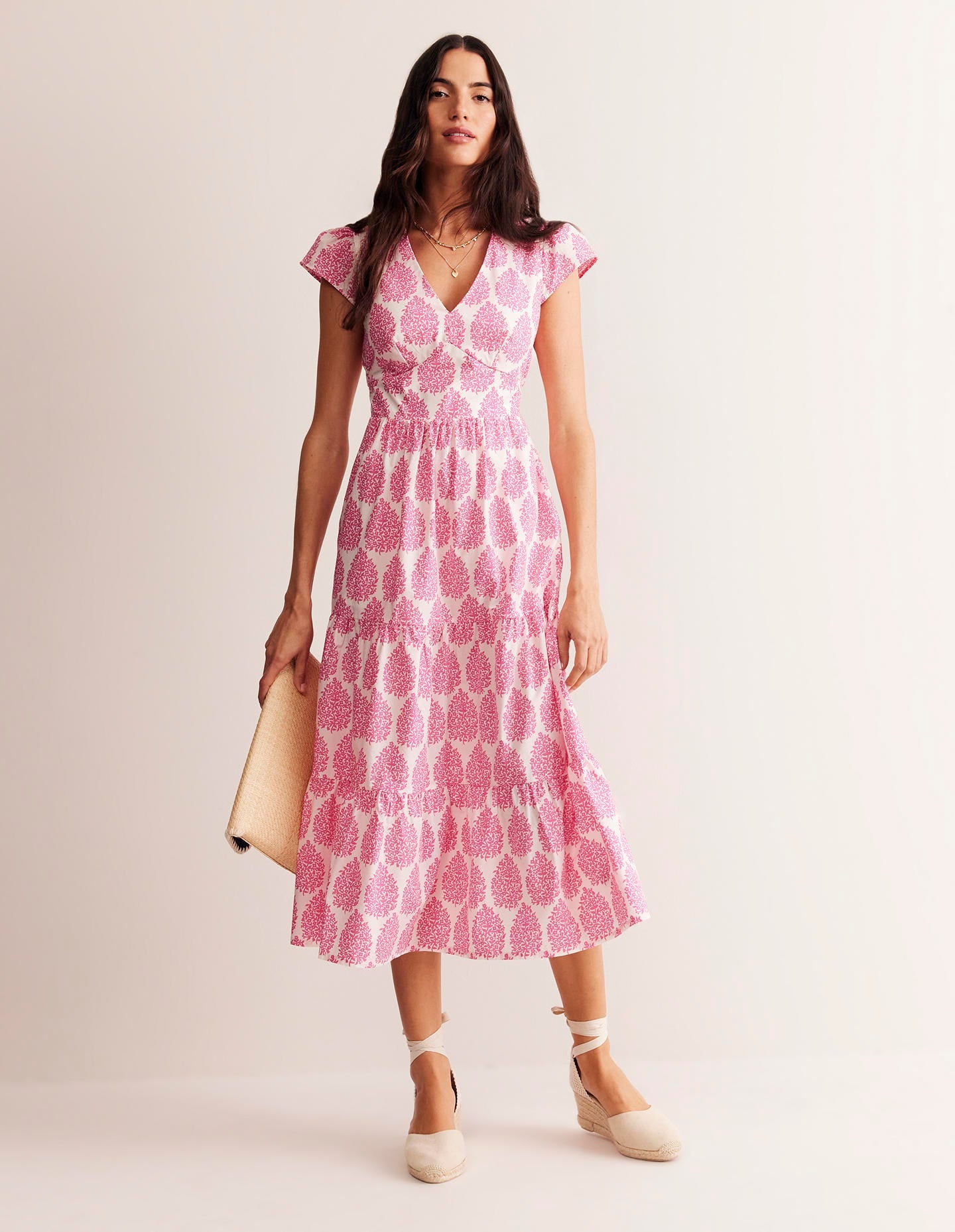 May Cotton Midi Tea Dress-Sangria Sunset, Floret-1