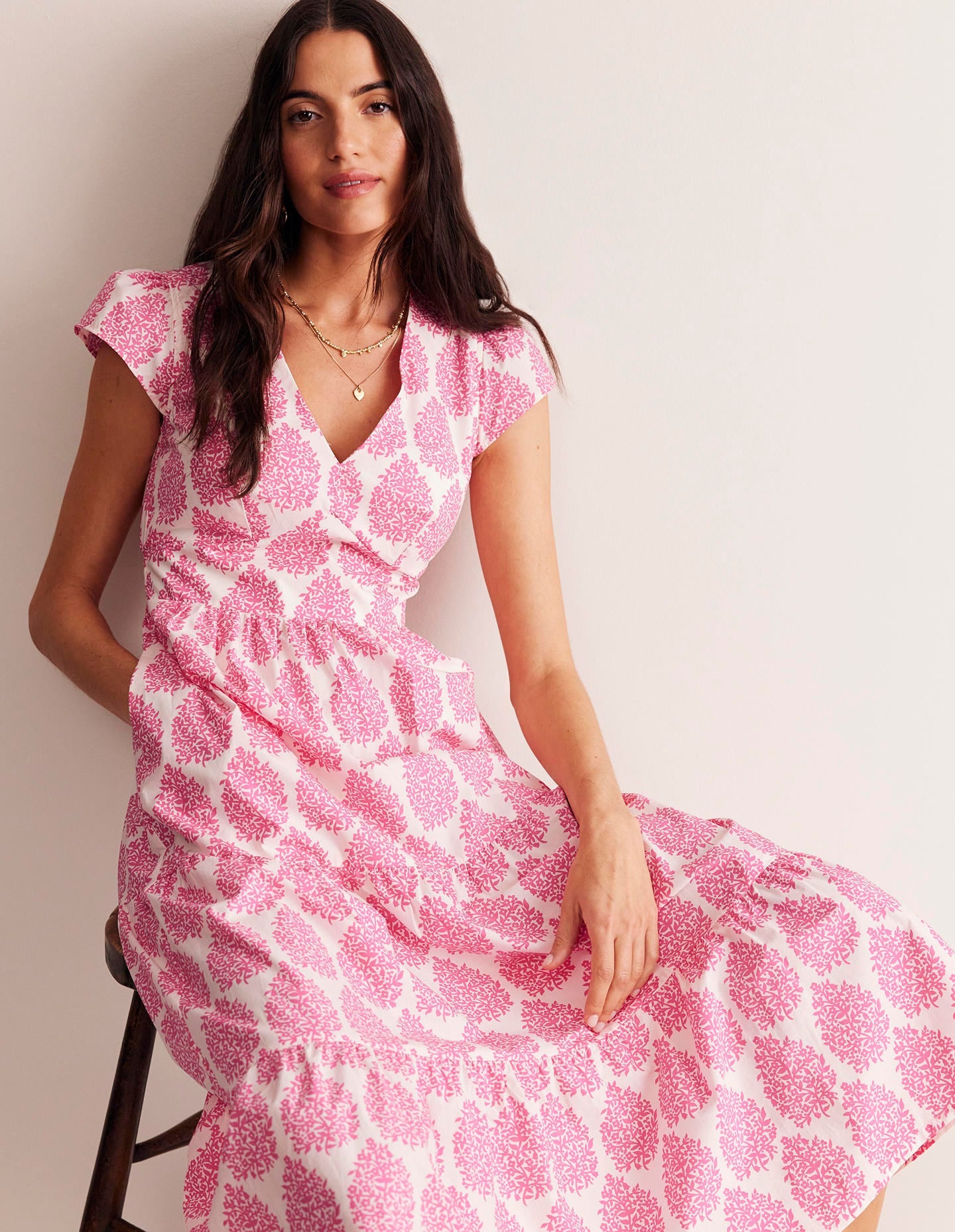 May Cotton Midi Tea Dress-Sangria Sunset, Floret-4