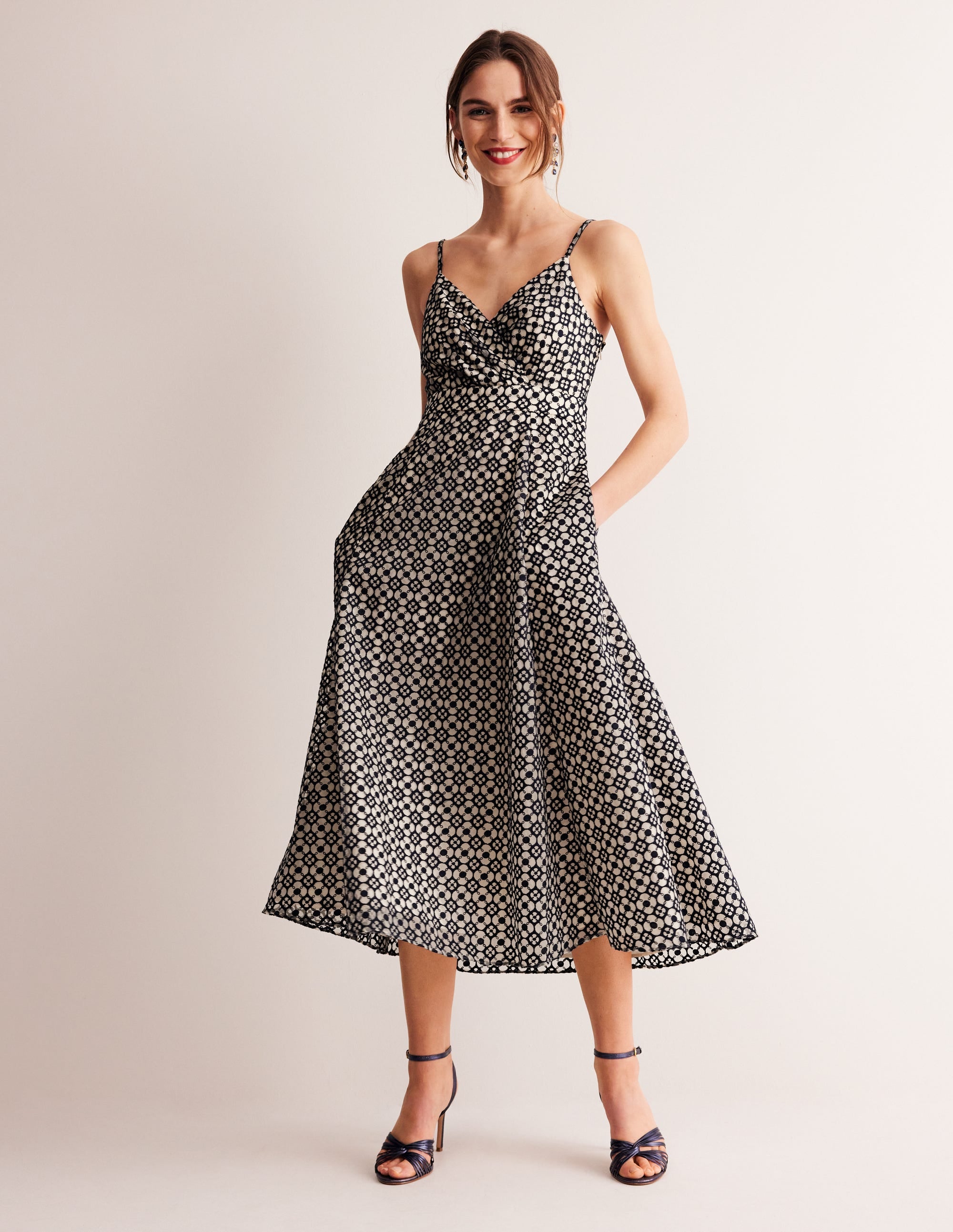 Organza Strappy Occasion Dress-Navy - Image 1