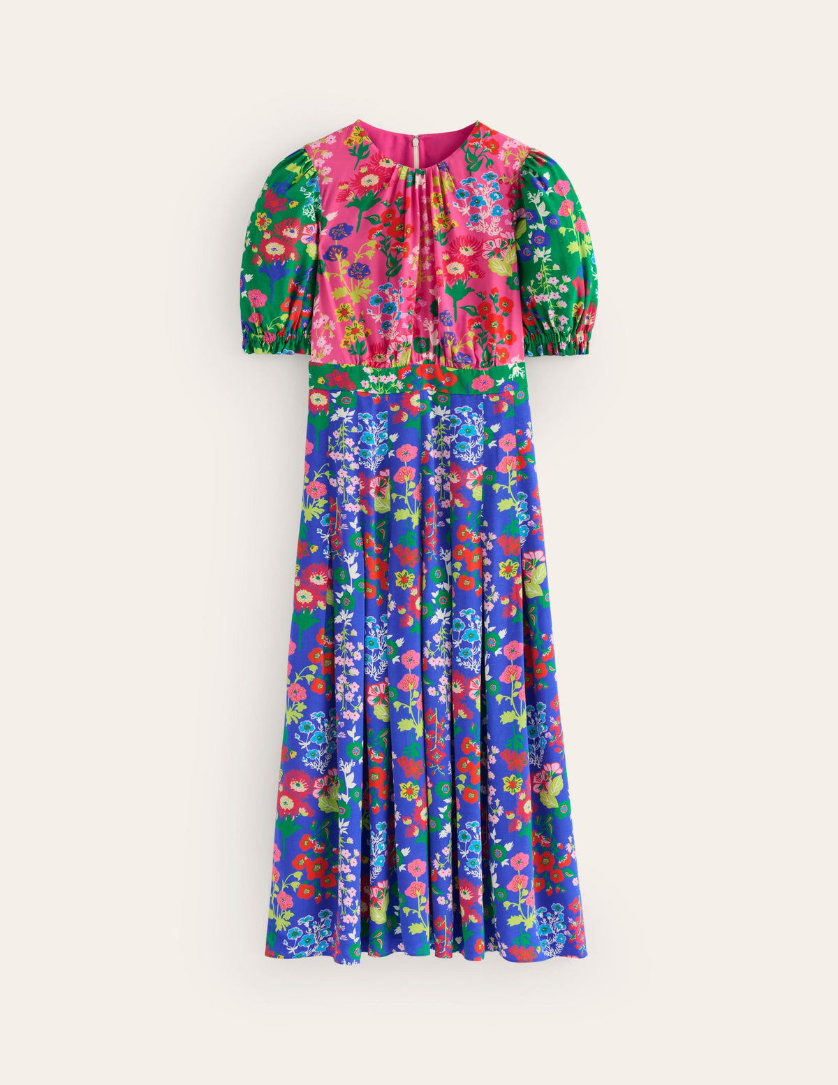Liv Pleat Detail Midi Dress-Multi, Wildflower Cluster - Image 7