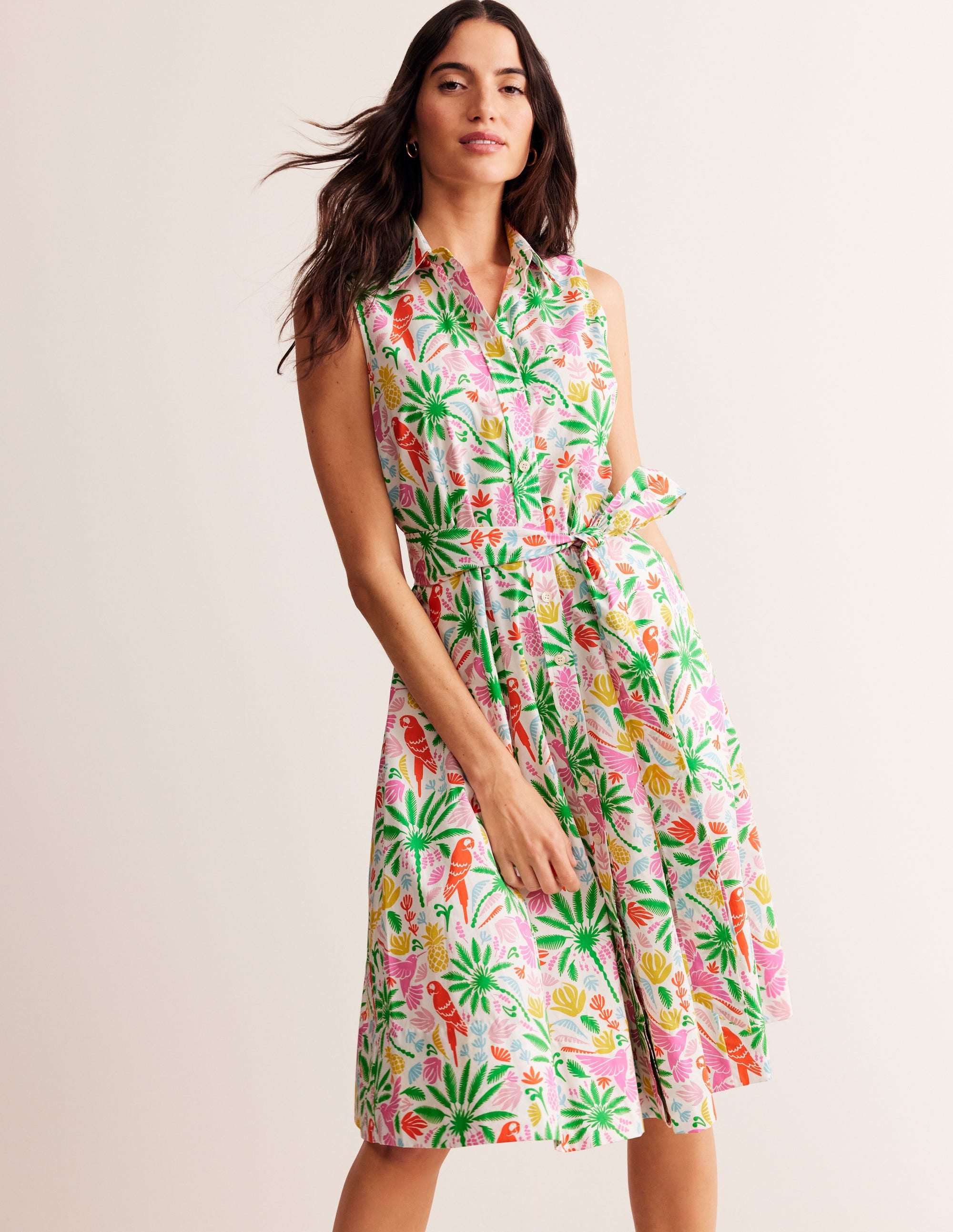 Amy Sleeveless Shirt Dress-Multi, Tropical Paradise - Image 4