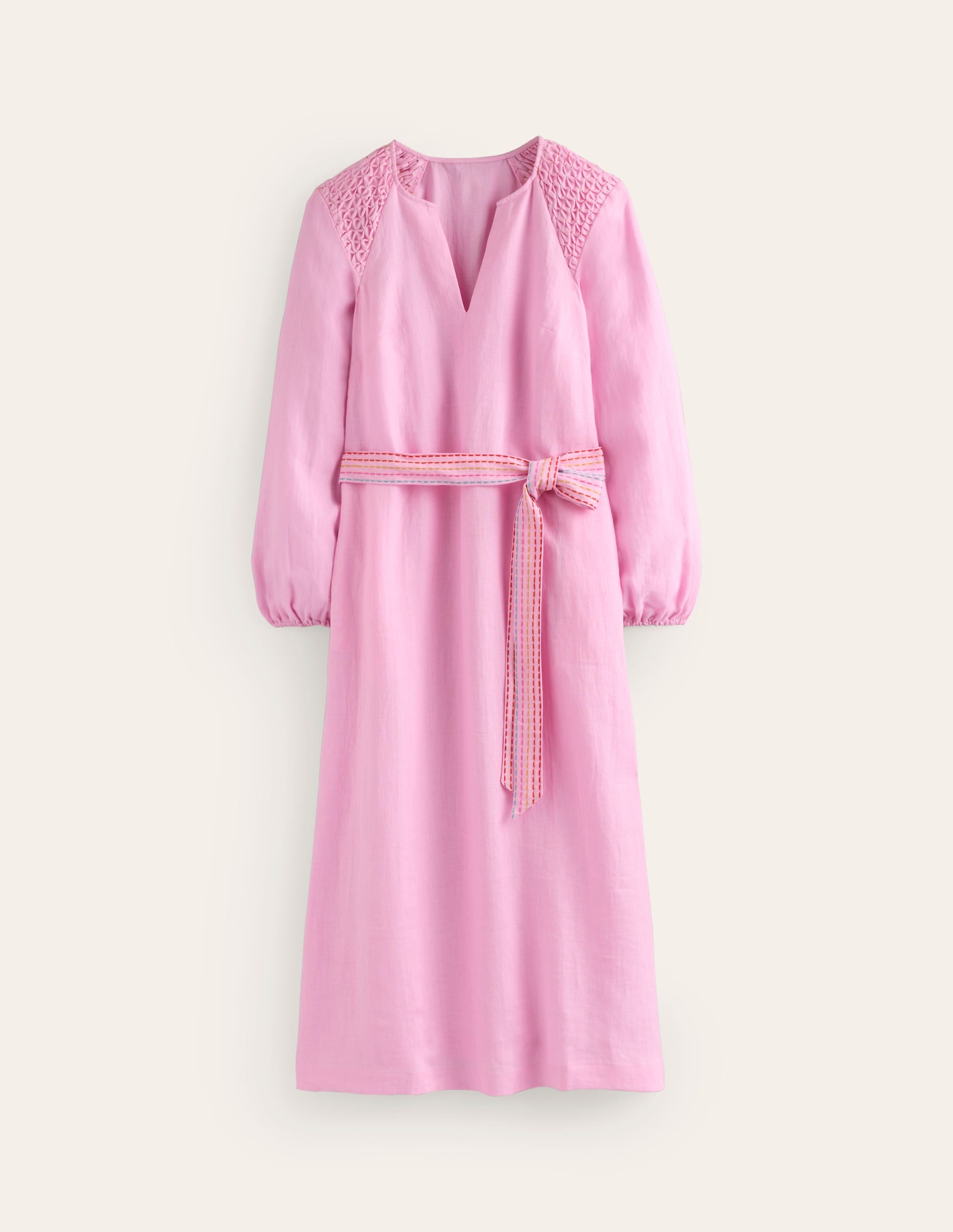 Linen Midi Smocked Dress-Sweet Lilac - Image 5