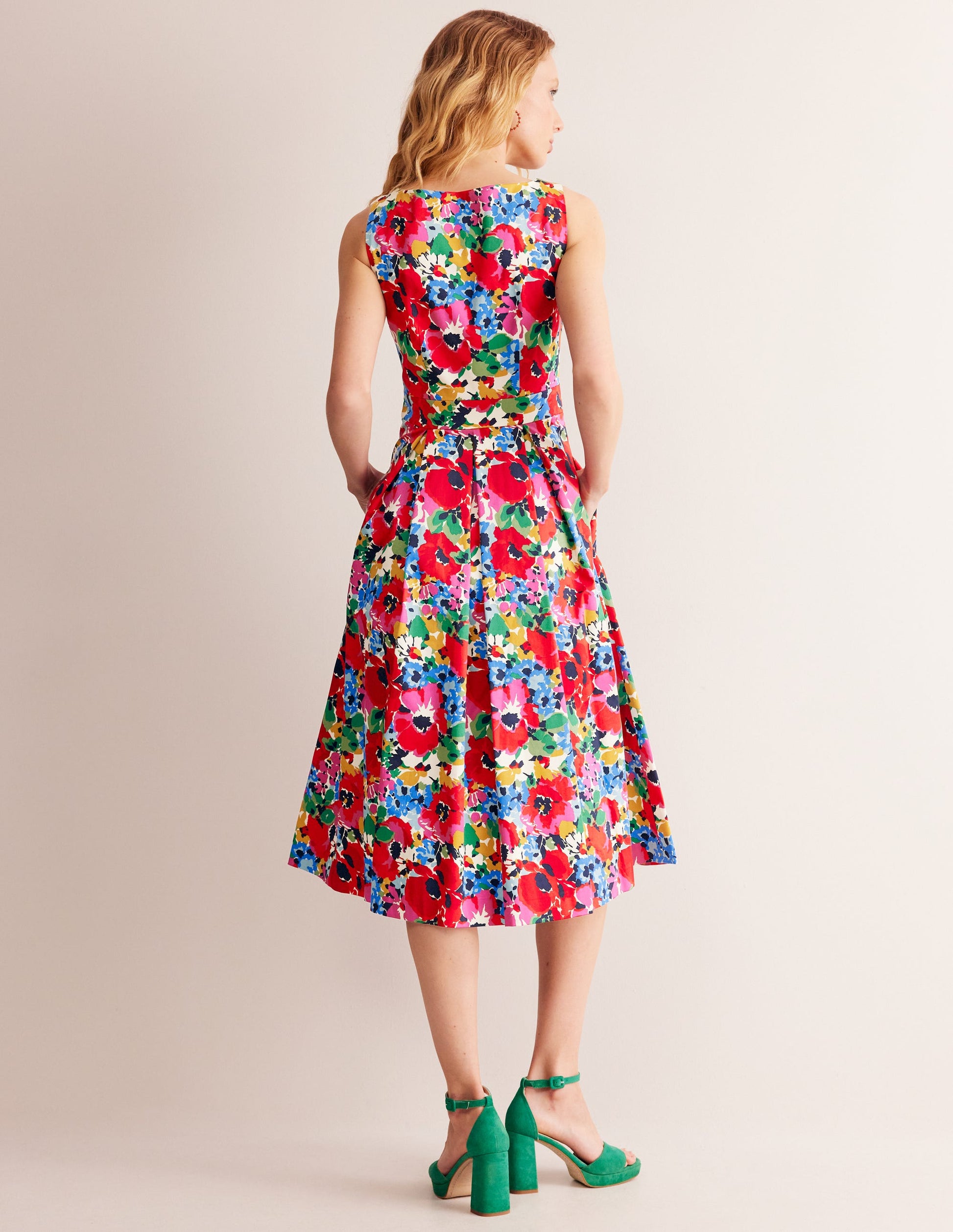 Sleeveless Pleat Midi Dress-Multi, Wild Poppy Large-3