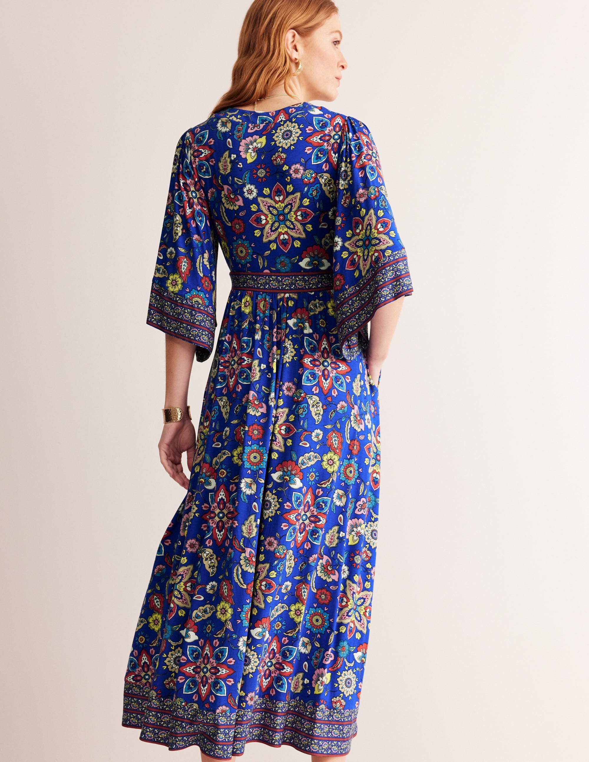 Maya Kimono Jersey Maxi Dress-Surf the Web, Botanical Sprig - Image 3