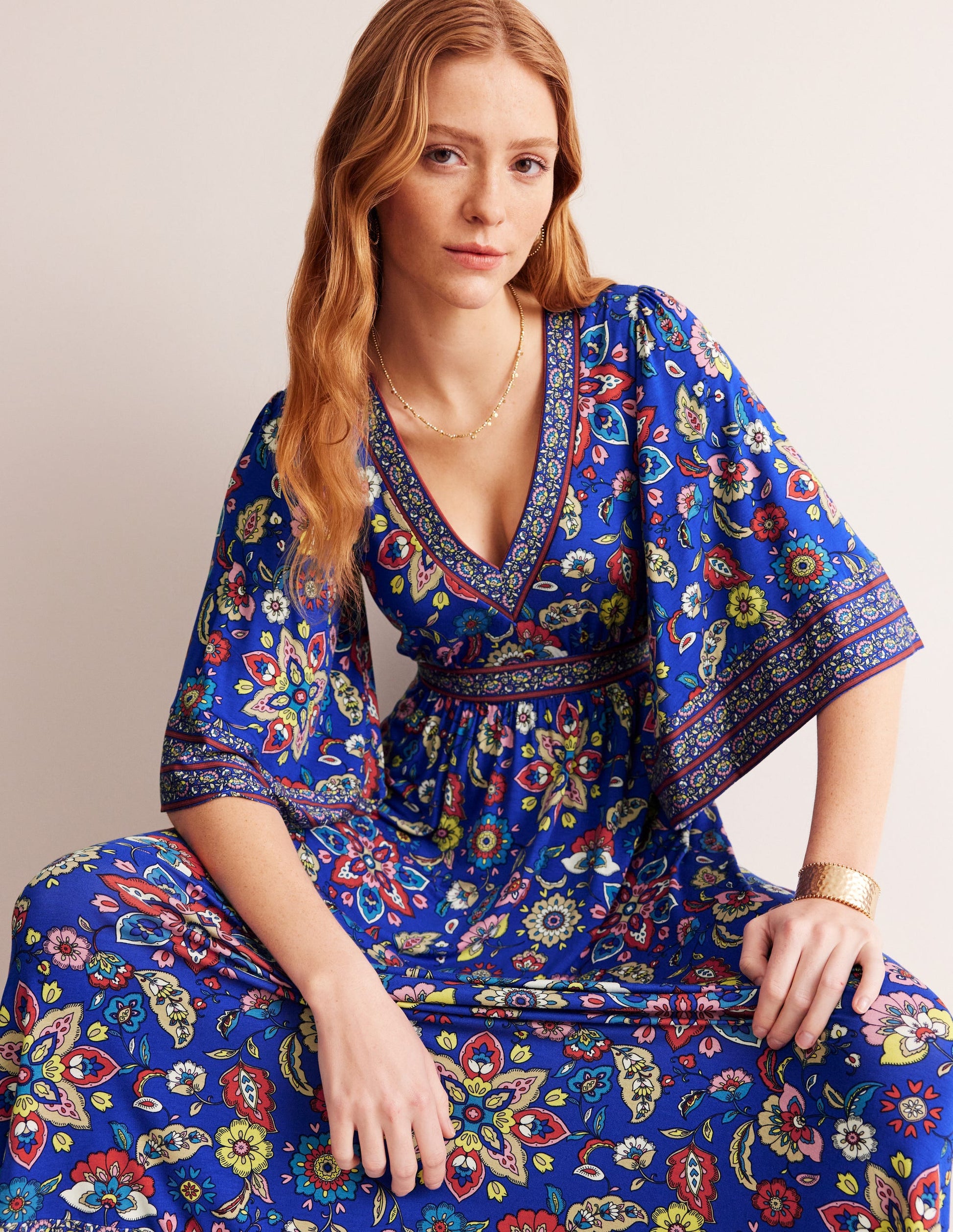 Maya Kimono Jersey Maxi Dress-Surf the Web, Botanical Sprig | Boden AU Maya Kimono Jersey Maxi Dress-Surf the Web, Botanical Sprig | Boden AU