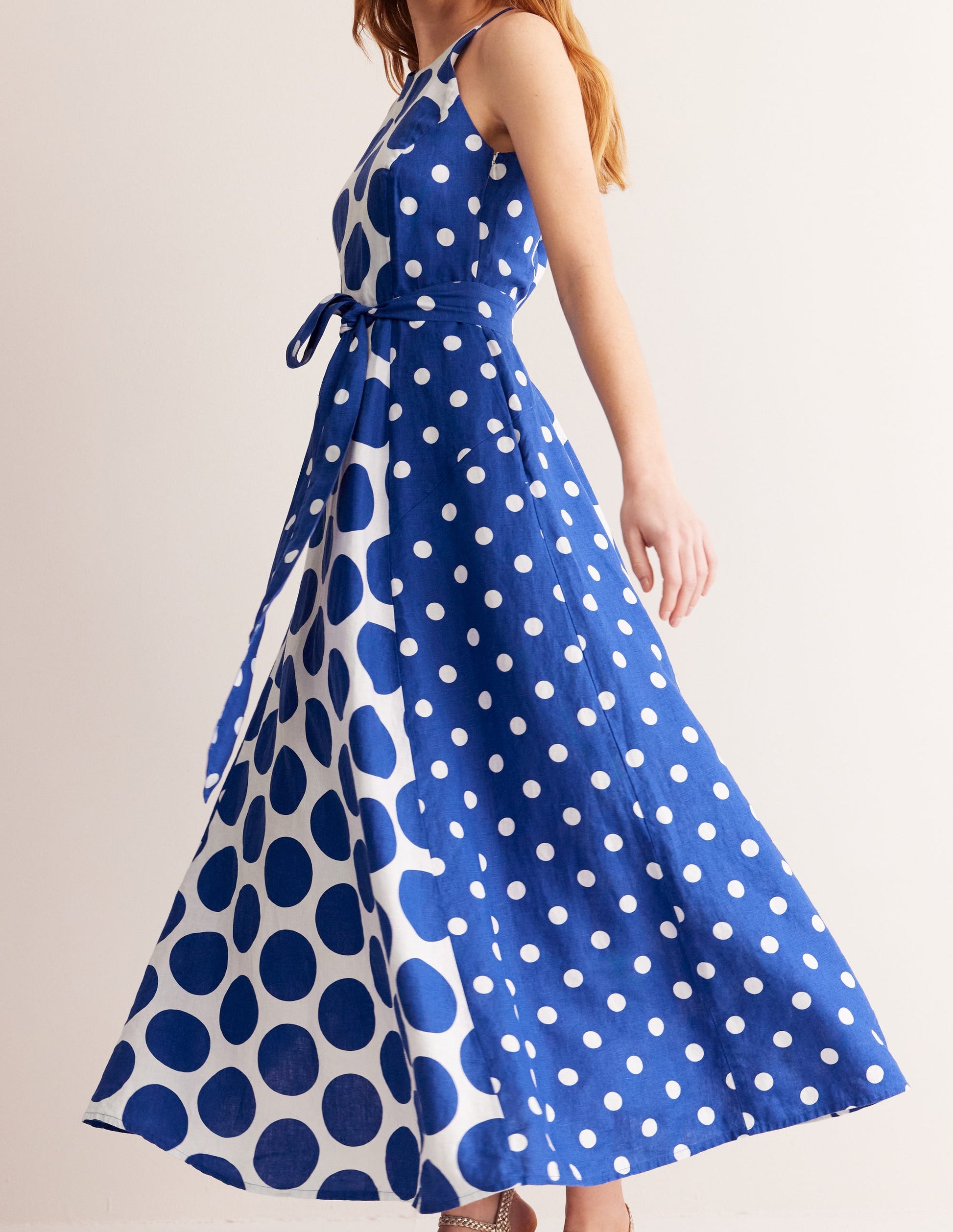 Linen Maxi Halter Dress-Surf the Web, Spotted-2