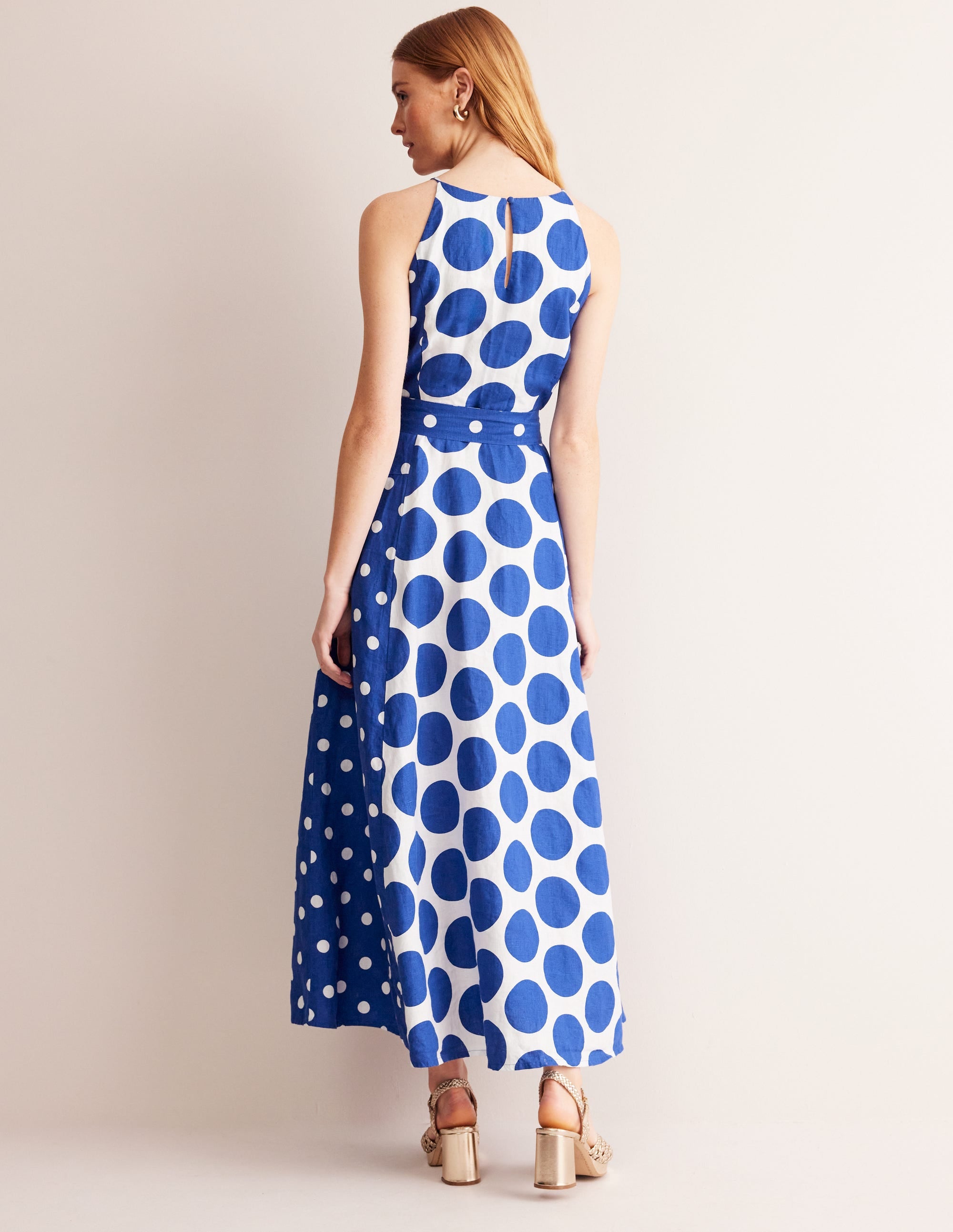 Linen Maxi Halter Dress-Surf the Web, Spotted - Image 3