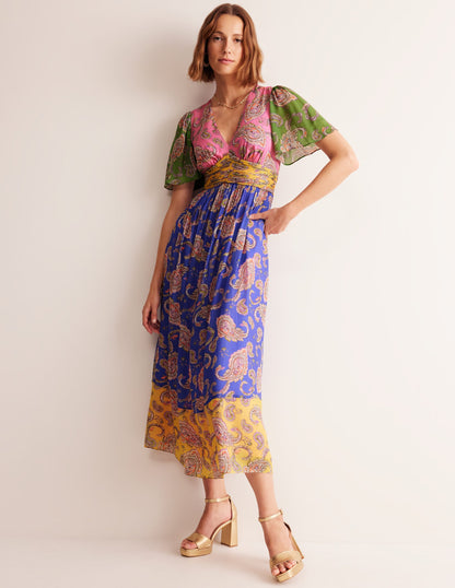 Empire Ruched Maxi Dress-Cashmere Rose, Wild Paisley-1