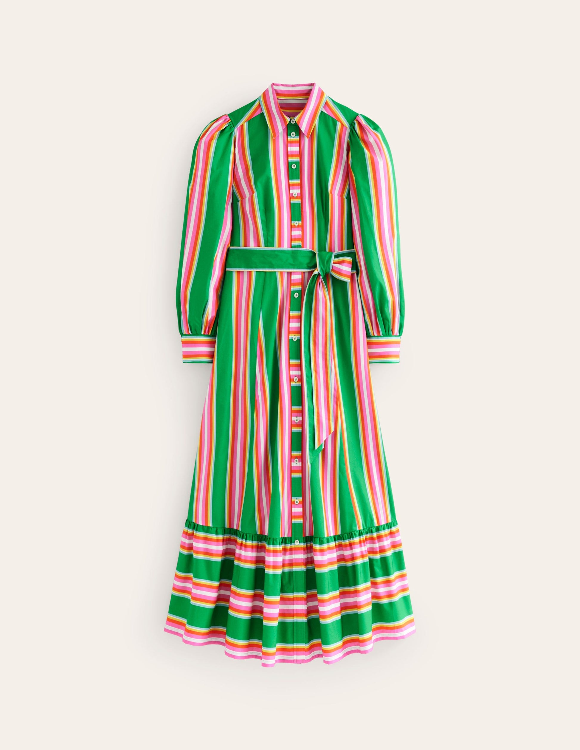 Cotton Midi Shirt Dress-Green Tambourine, Pink Stripe | Boden AU Cotton Midi Shirt Dress-Green Tambourine, Pink Stripe | Boden AU