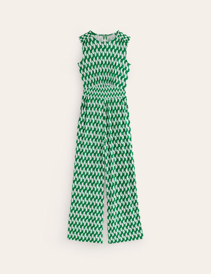 Thea Jersey Jumpsuit-Green, Geo Wave-5