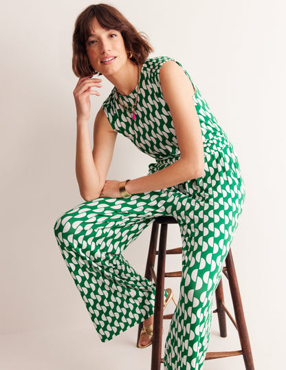 Thea Jersey Jumpsuit-Green, Geo Wave-2