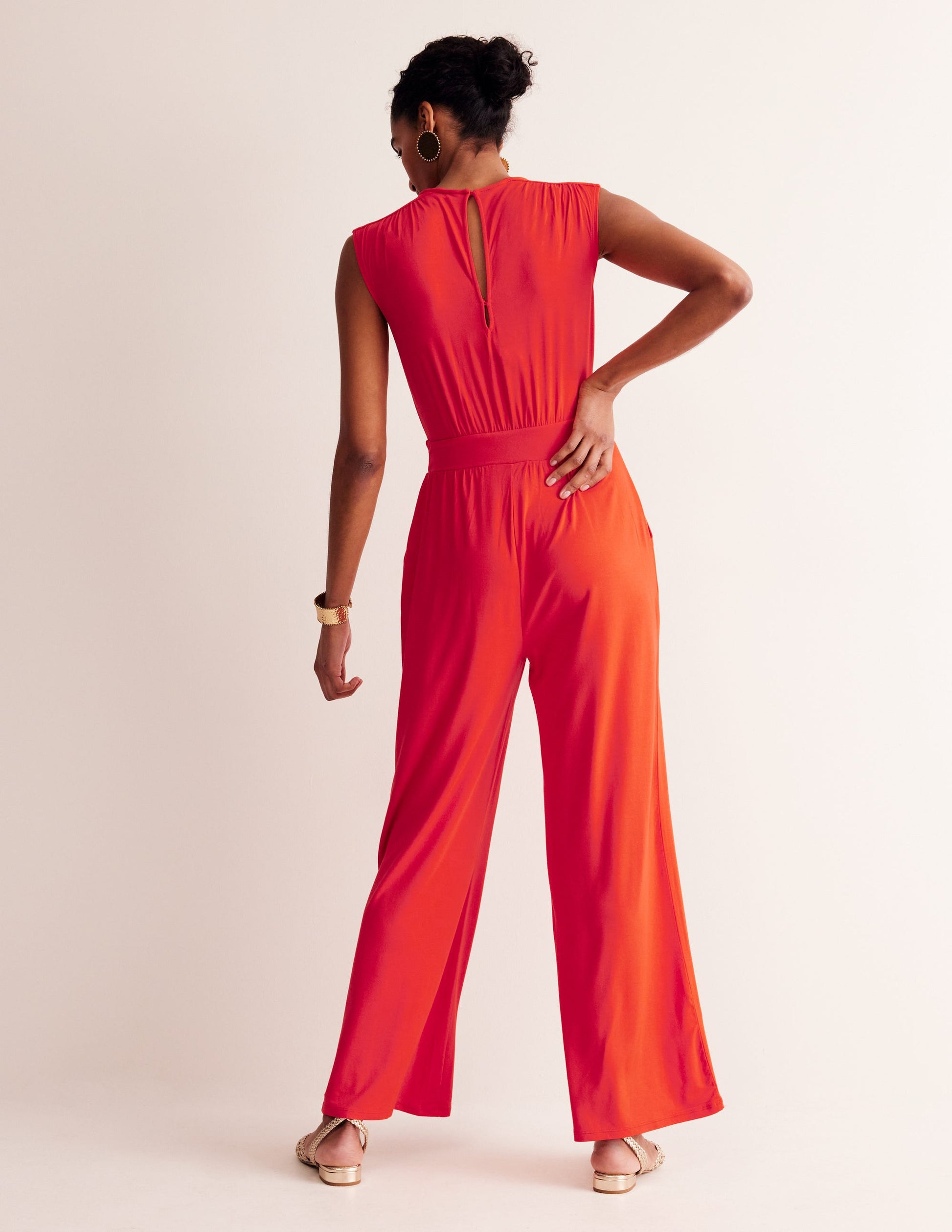 Thea Jersey Jumpsuit-Flame Scarlet-3