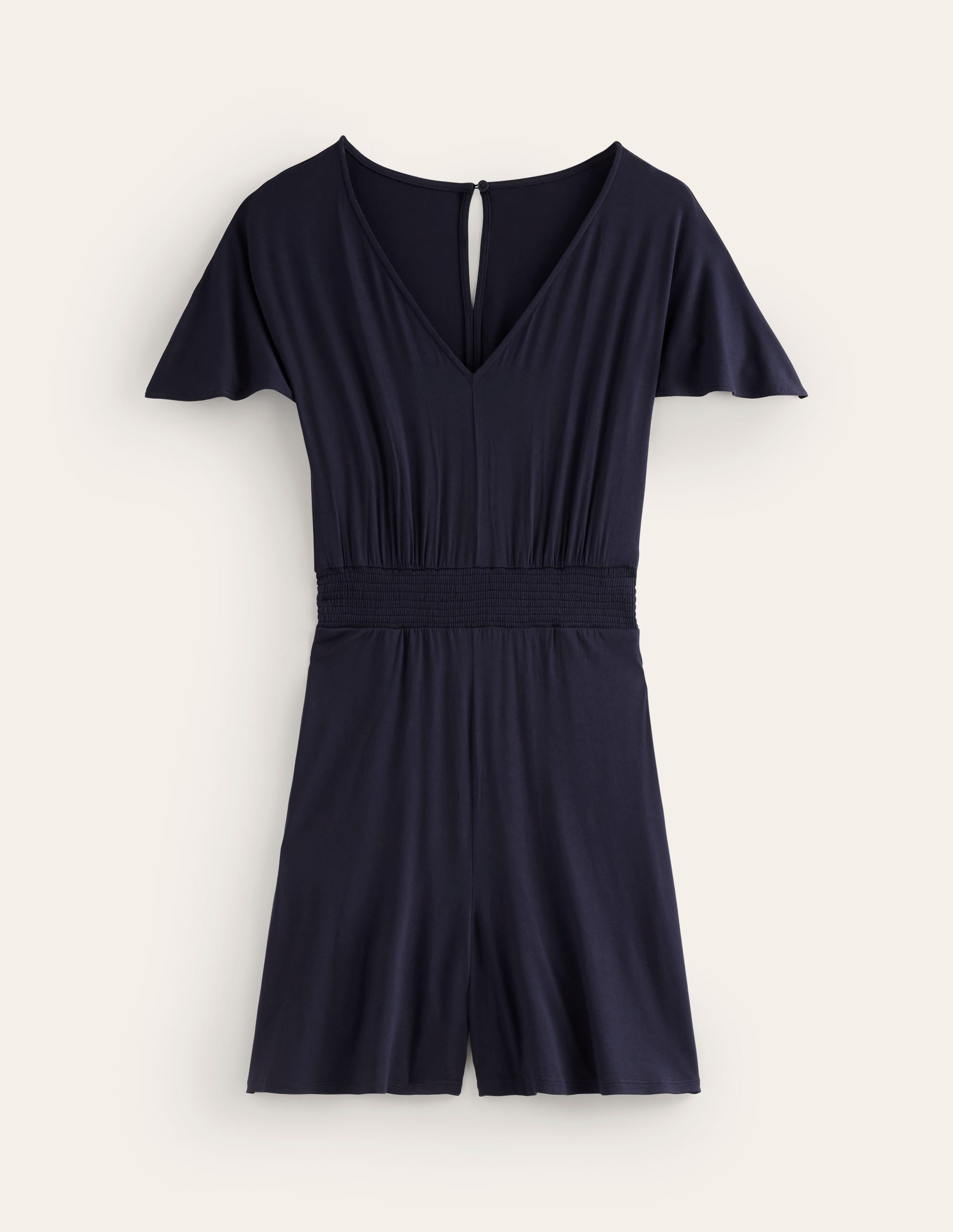 Smocked Jersey Playsuit-Navy - Image 5