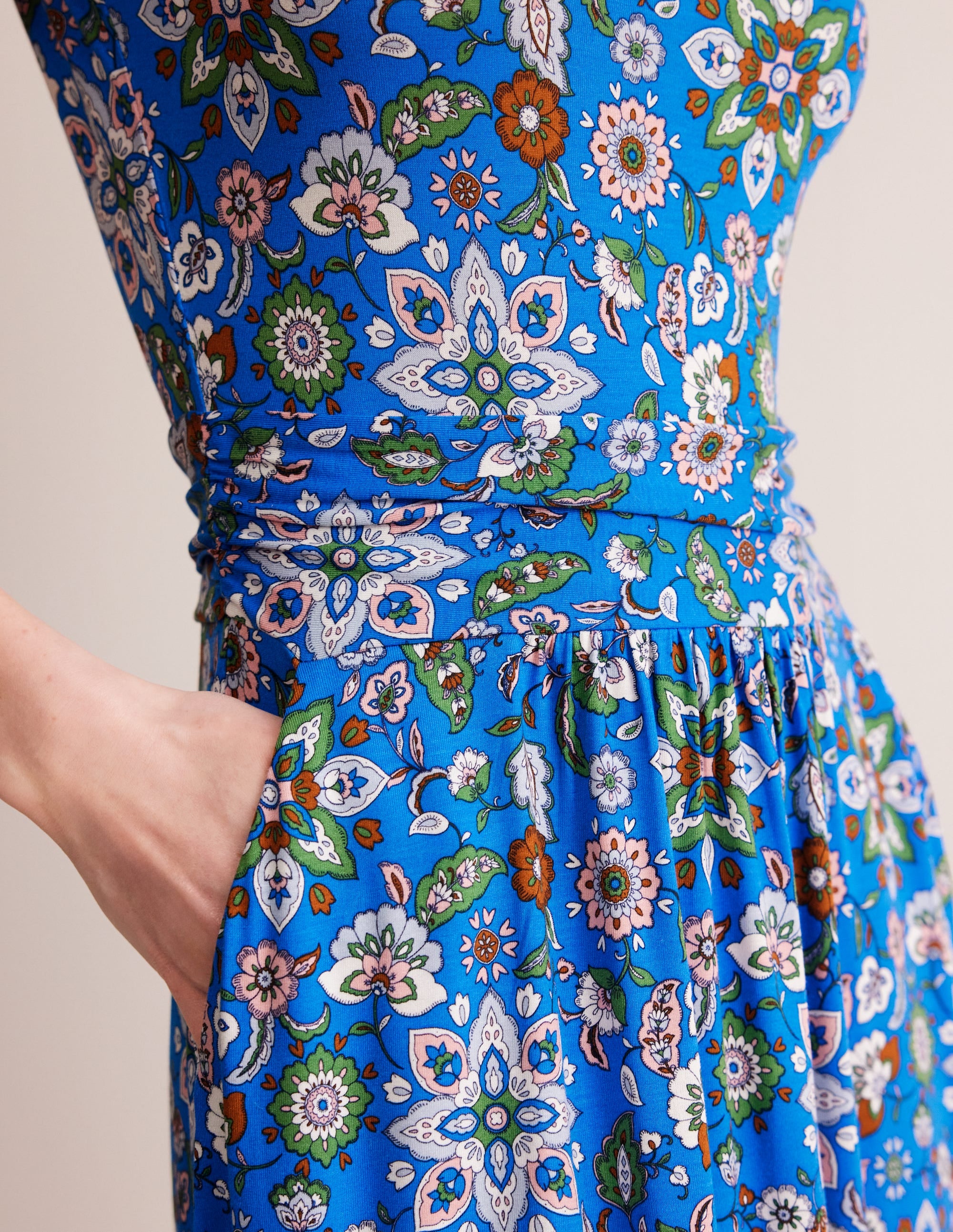 Amelie Jersey Dress-Indigo, Botanical Sprig - Image 2