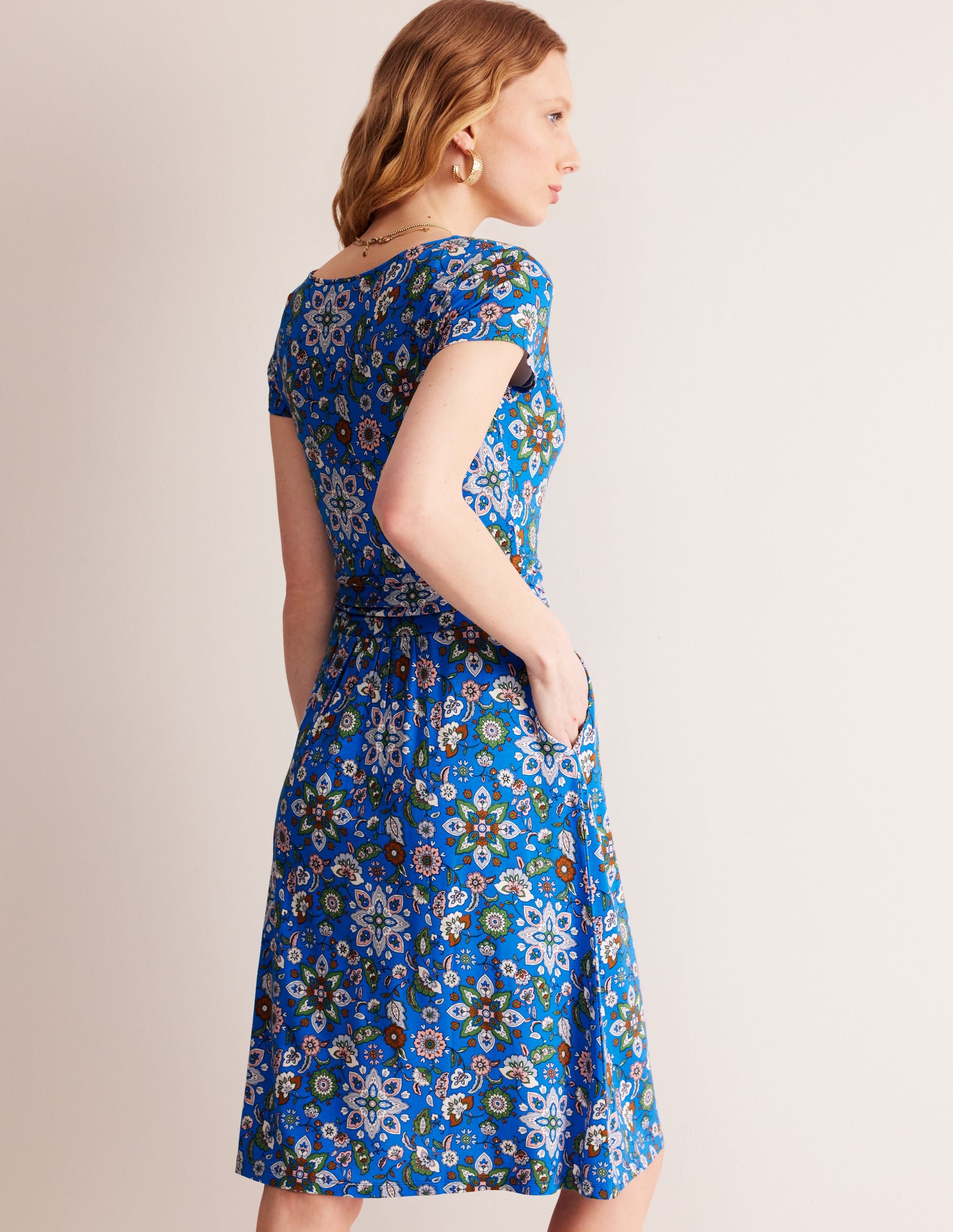 Amelie Jersey Dress-Indigo, Botanical Sprig - Image 3
