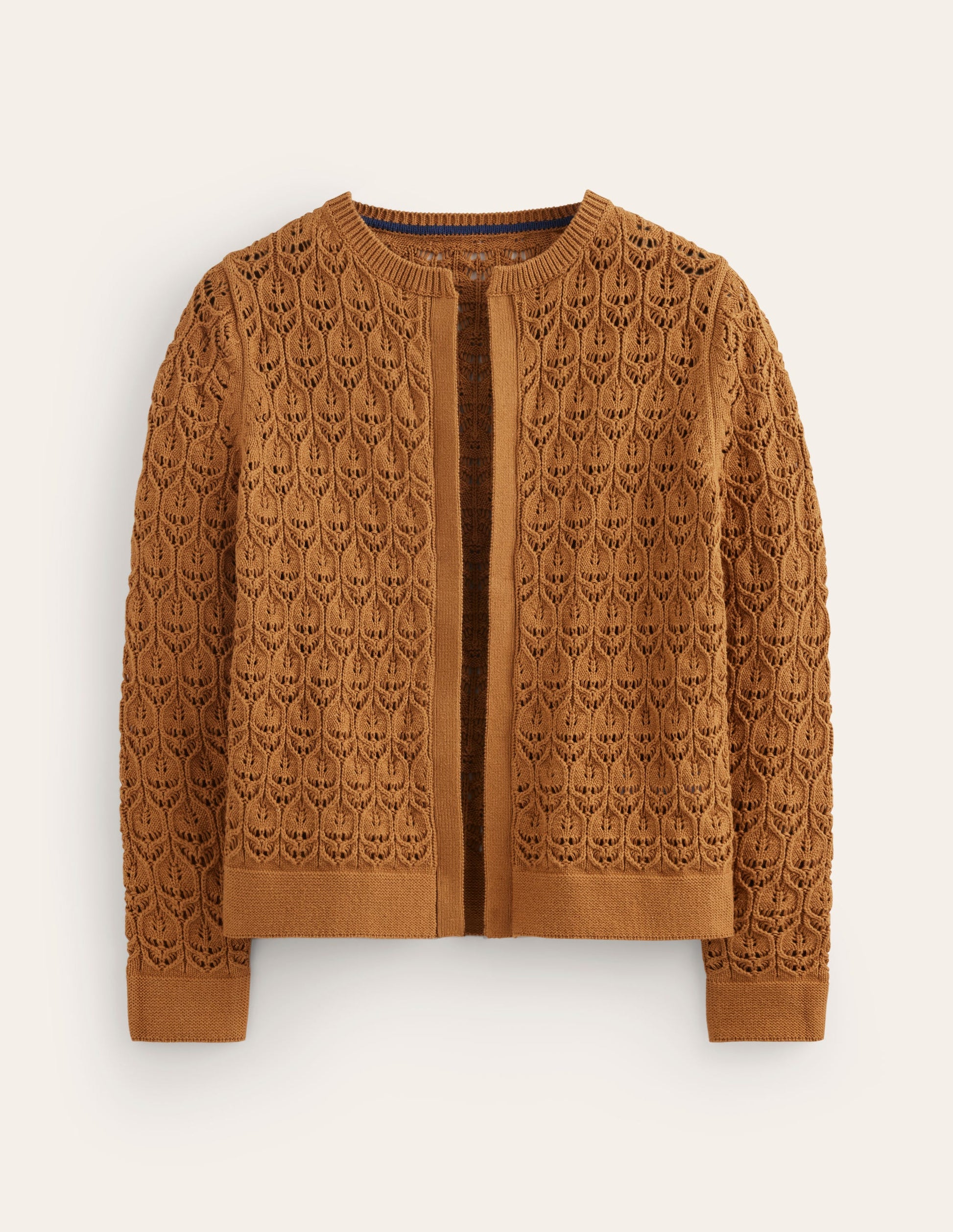 Crochet Knit Cardigan-Gingerbread Brown-5