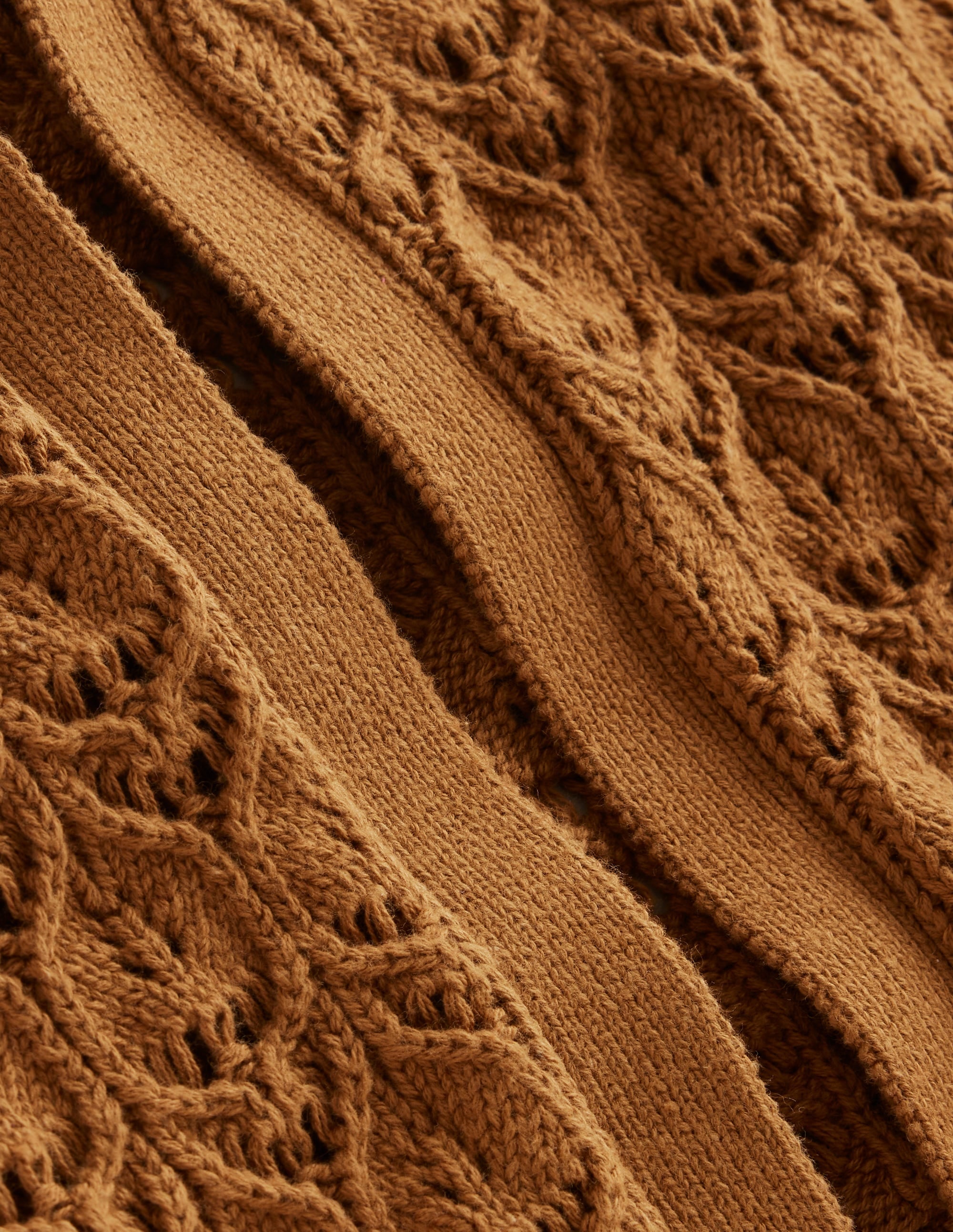 Crochet Knit Cardigan-Gingerbread Brown - Image 6