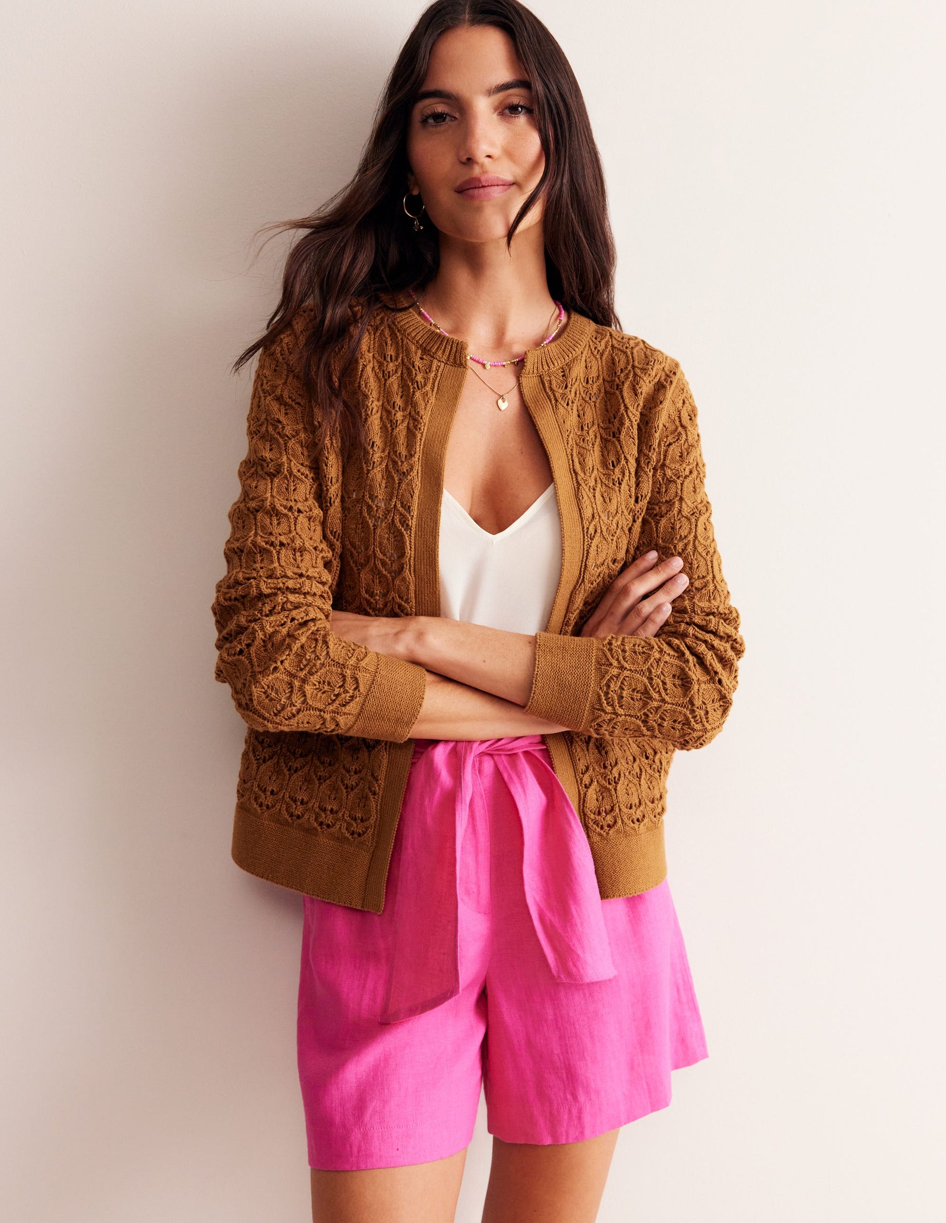 Crochet Knit Cardigan-Gingerbread Brown-4