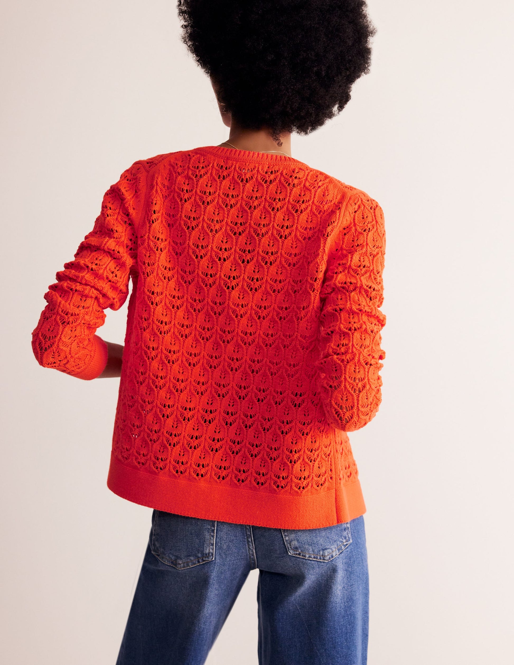 Crochet Knit Cardigan-Gladioli Orange-3