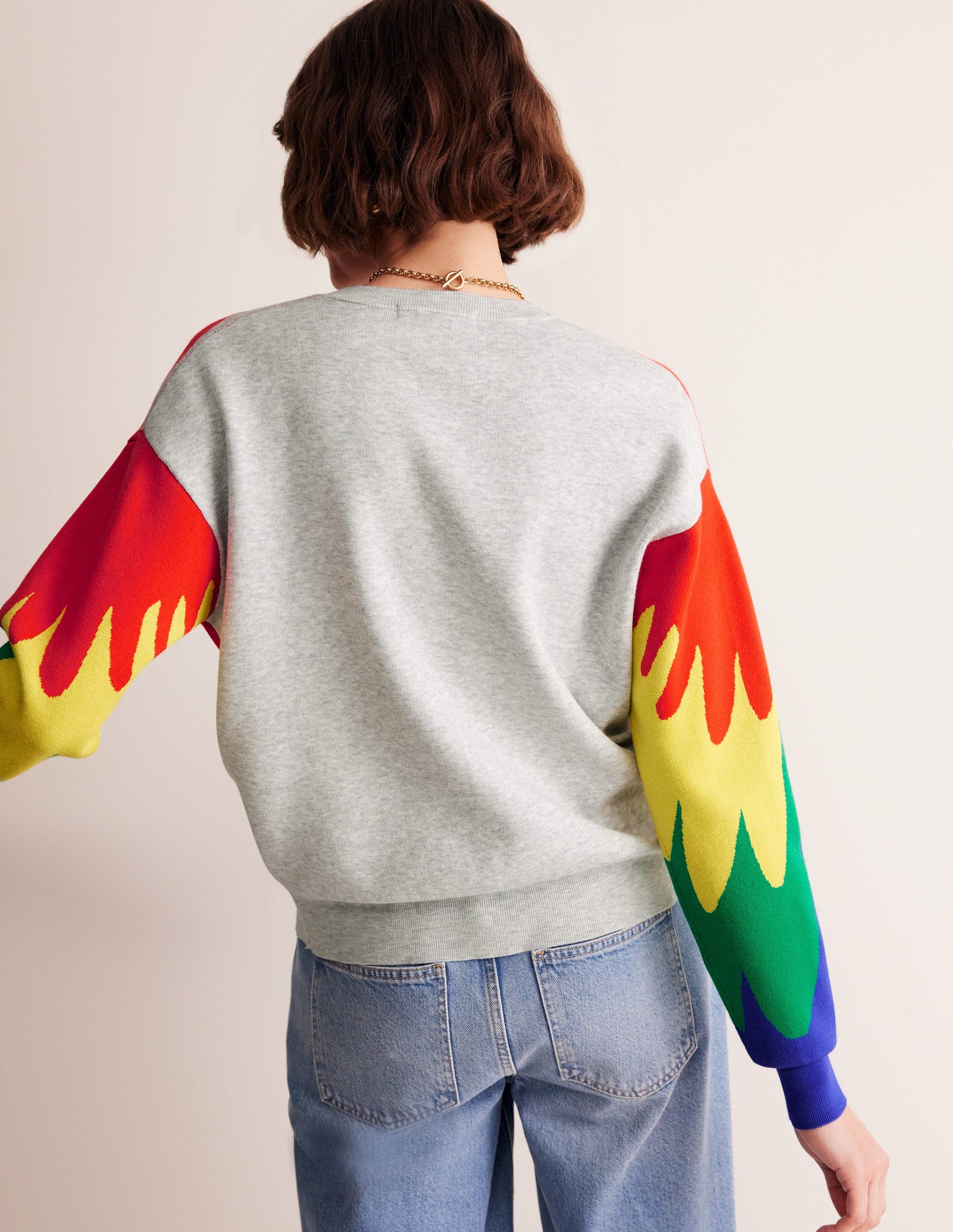 Novelty Knitted Cardigan-Pale Grey Melange, Parrots-3