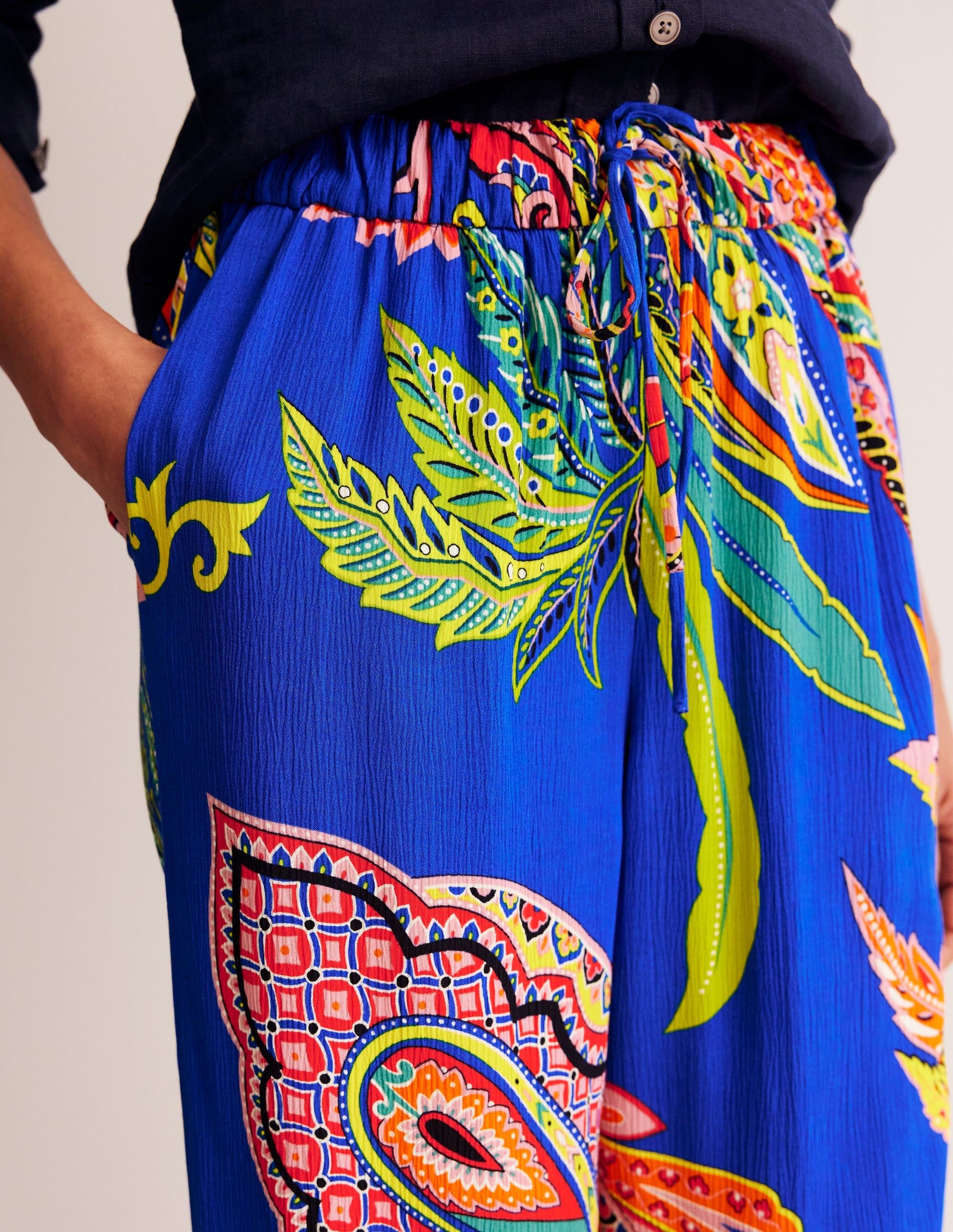 Crinkle Tapered Trousers-Multi, Painterly Paisley - Image 2