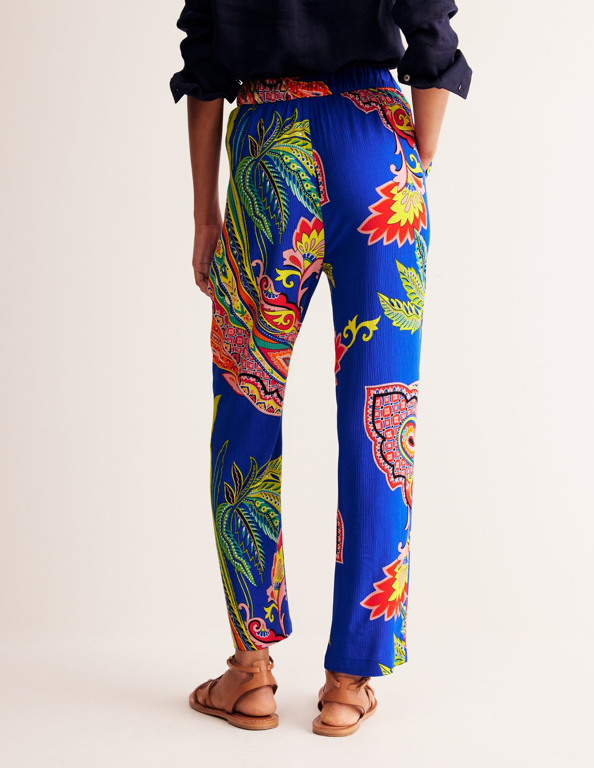 Crinkle Tapered Trousers-Multi, Painterly Paisley - Image 3