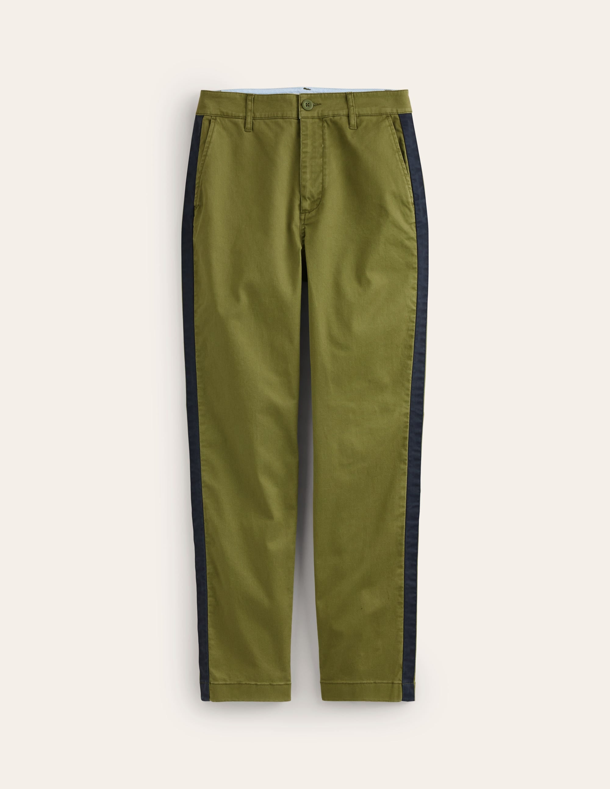 Barnsbury Chino Trousers-Khaki Navy Side Stripe - Image 5