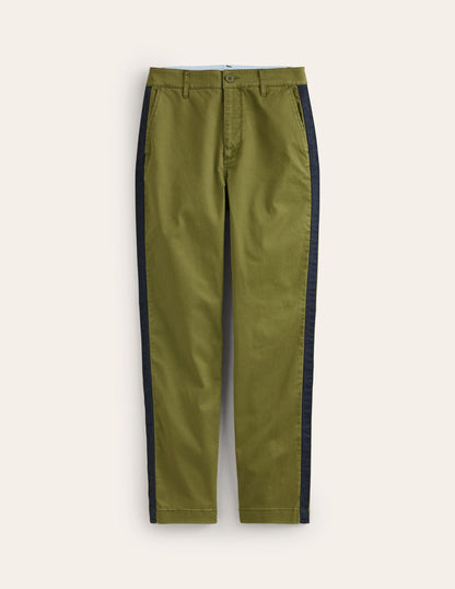 Barnsbury Chino Trousers-Khaki Navy Side Stripe-5