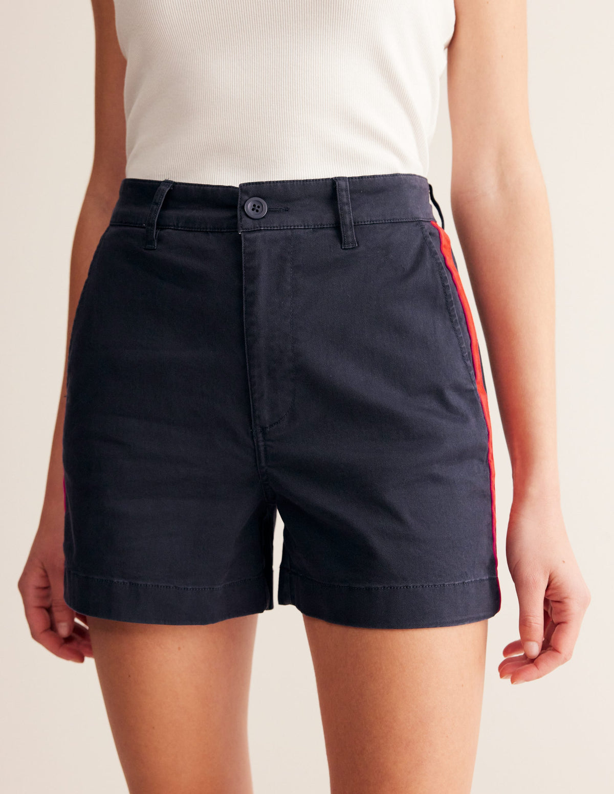Barnsbury Chino Short-Navy, Red Side Stripe - Image 2