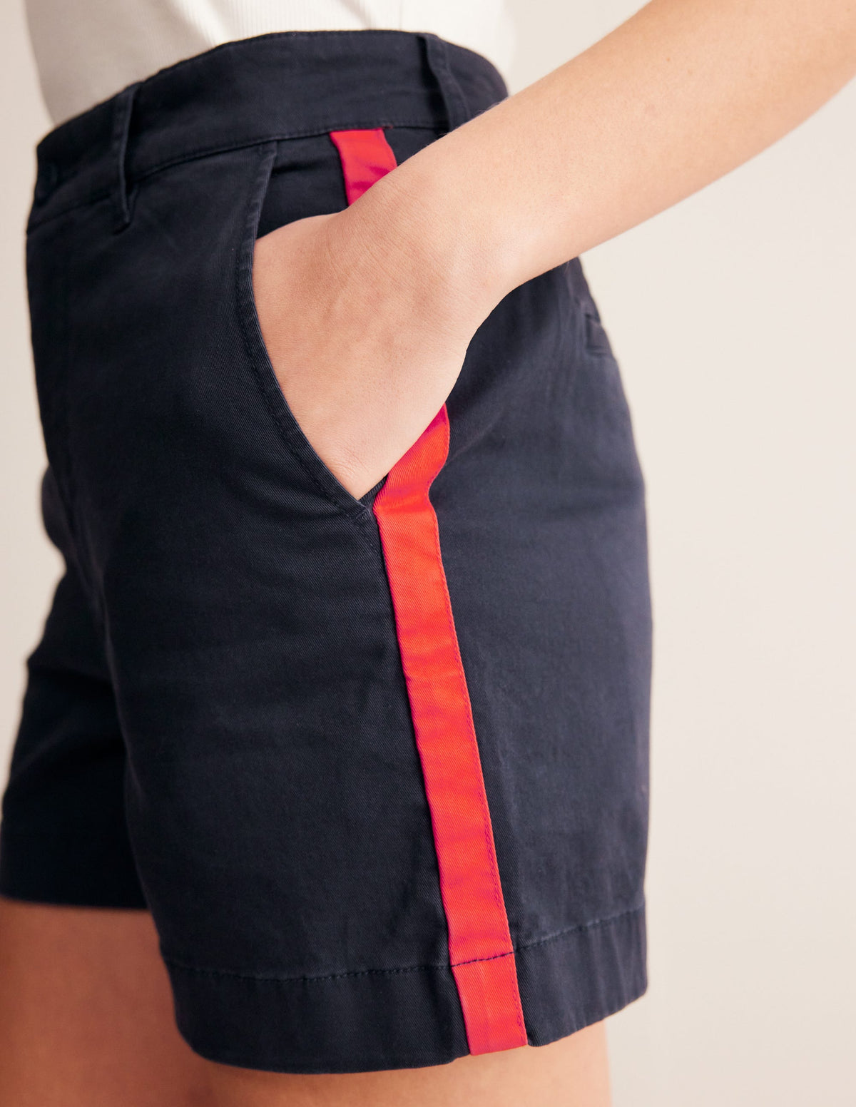Barnsbury Chino Short-Navy, Red Side Stripe - Image 3