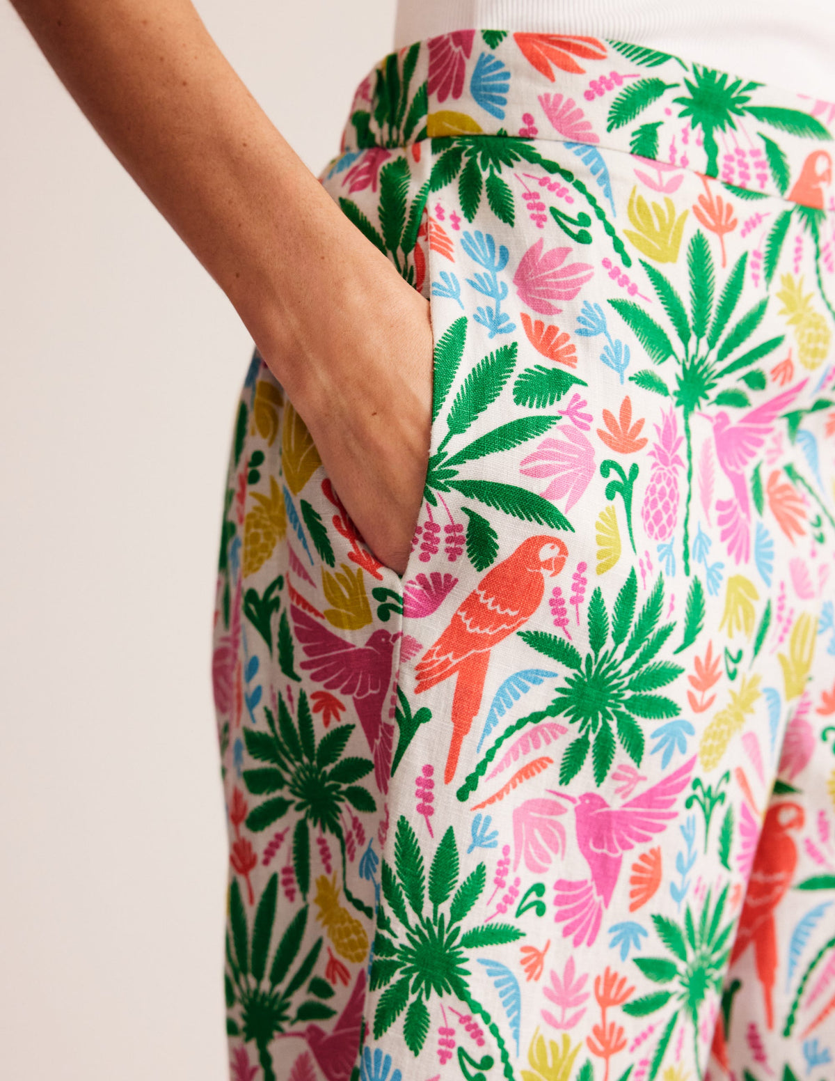 Hampstead Linen Trousers-Multi, Tropical Paradise-2
