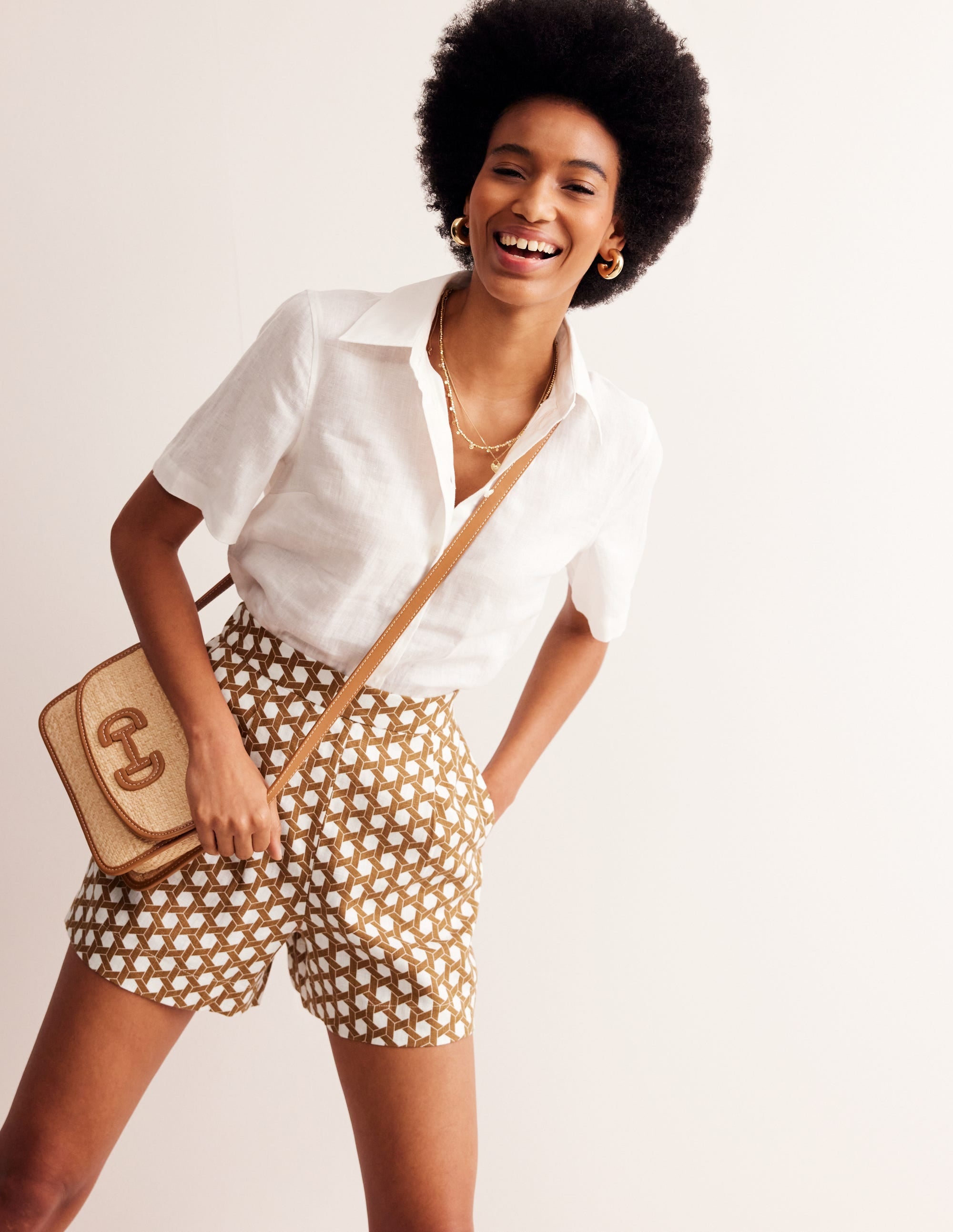 Hampstead Linen Shorts-Rubber, Honeycomb Geo - Image 1