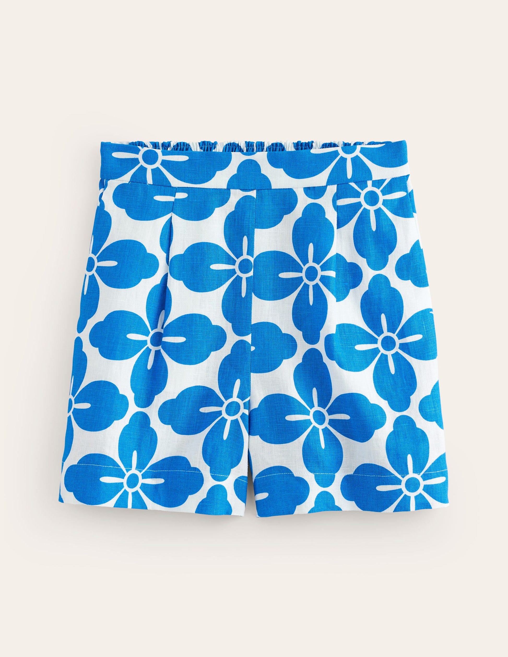 Hampstead Linen Shorts-Indigo Bunting, Floral Tile-7