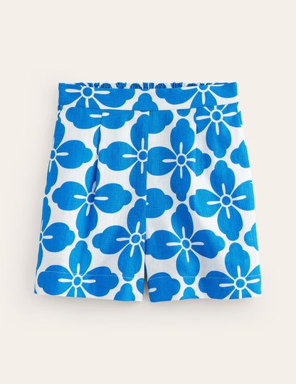 Hampstead Linen Shorts-Indigo Bunting, Floral Tile-7