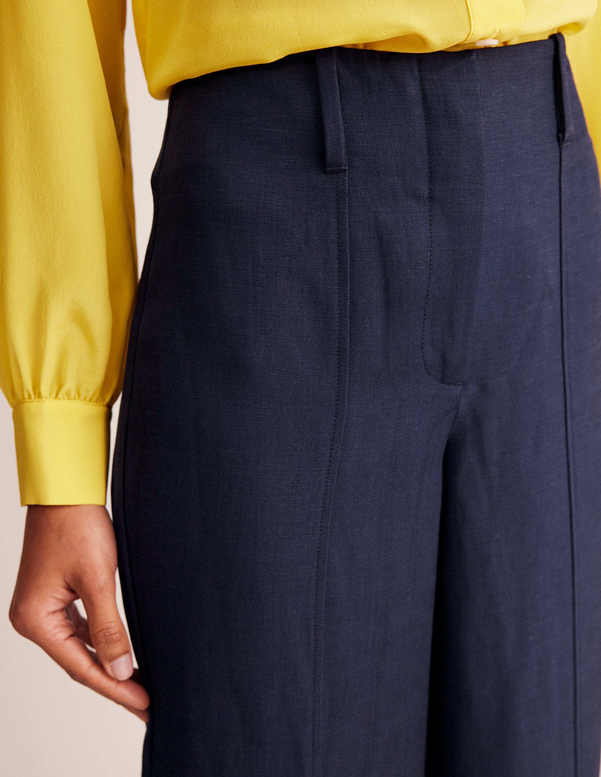 Cropped Twill Trousers-Navy - Image 2