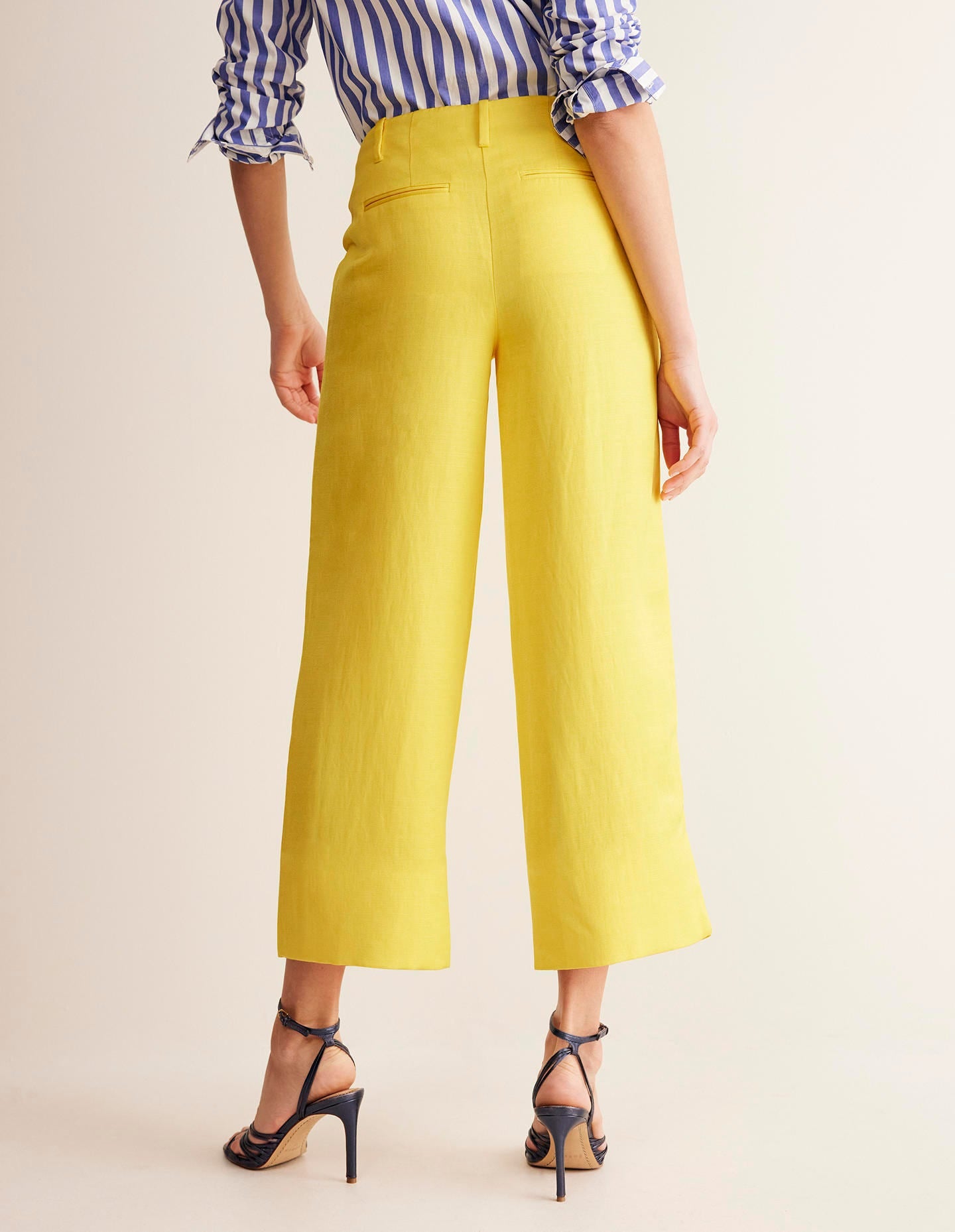 Cropped Twill Trousers-Vibrant Yellow - Image 3