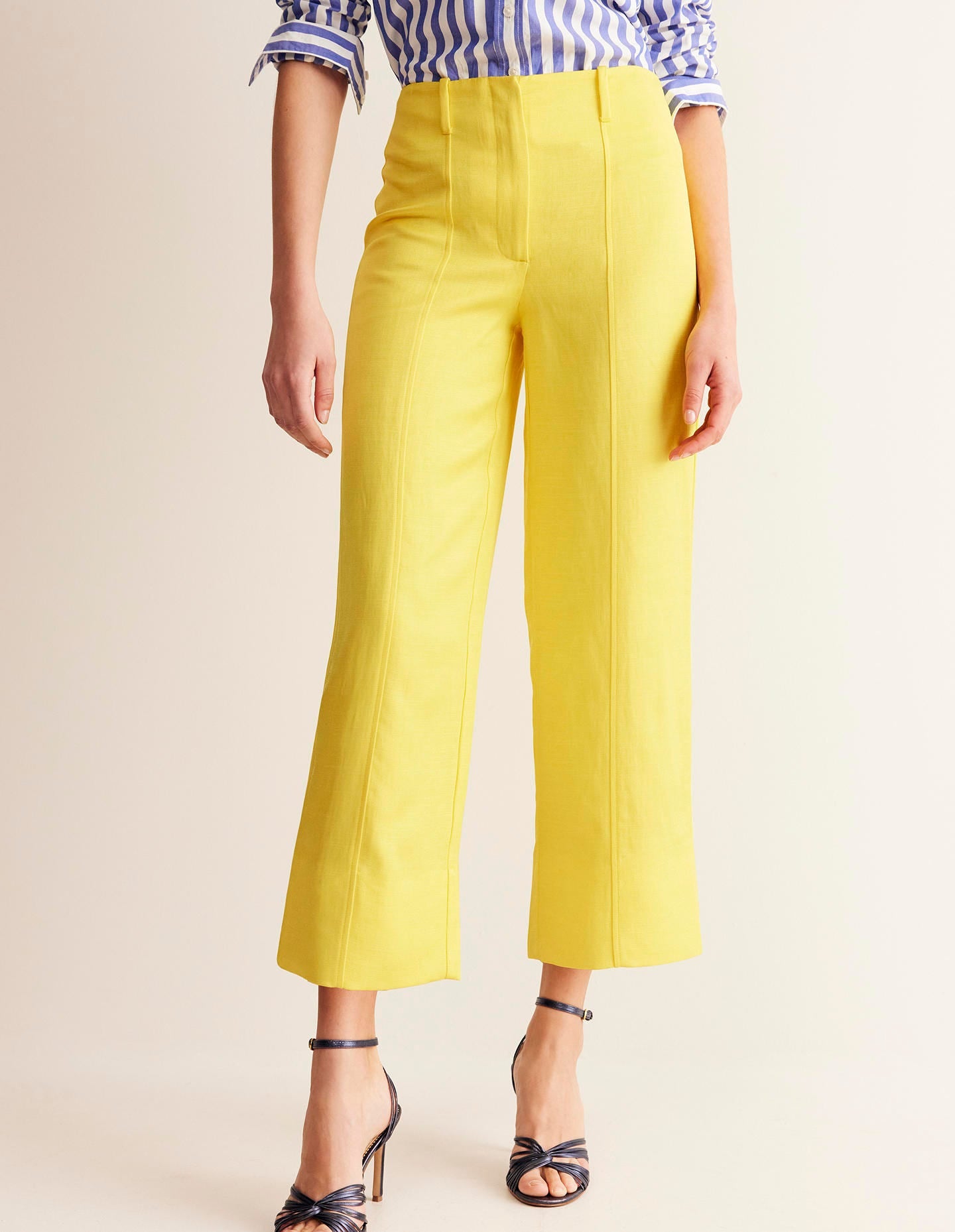 Cropped Twill Trousers-Vibrant Yellow - Image 4
