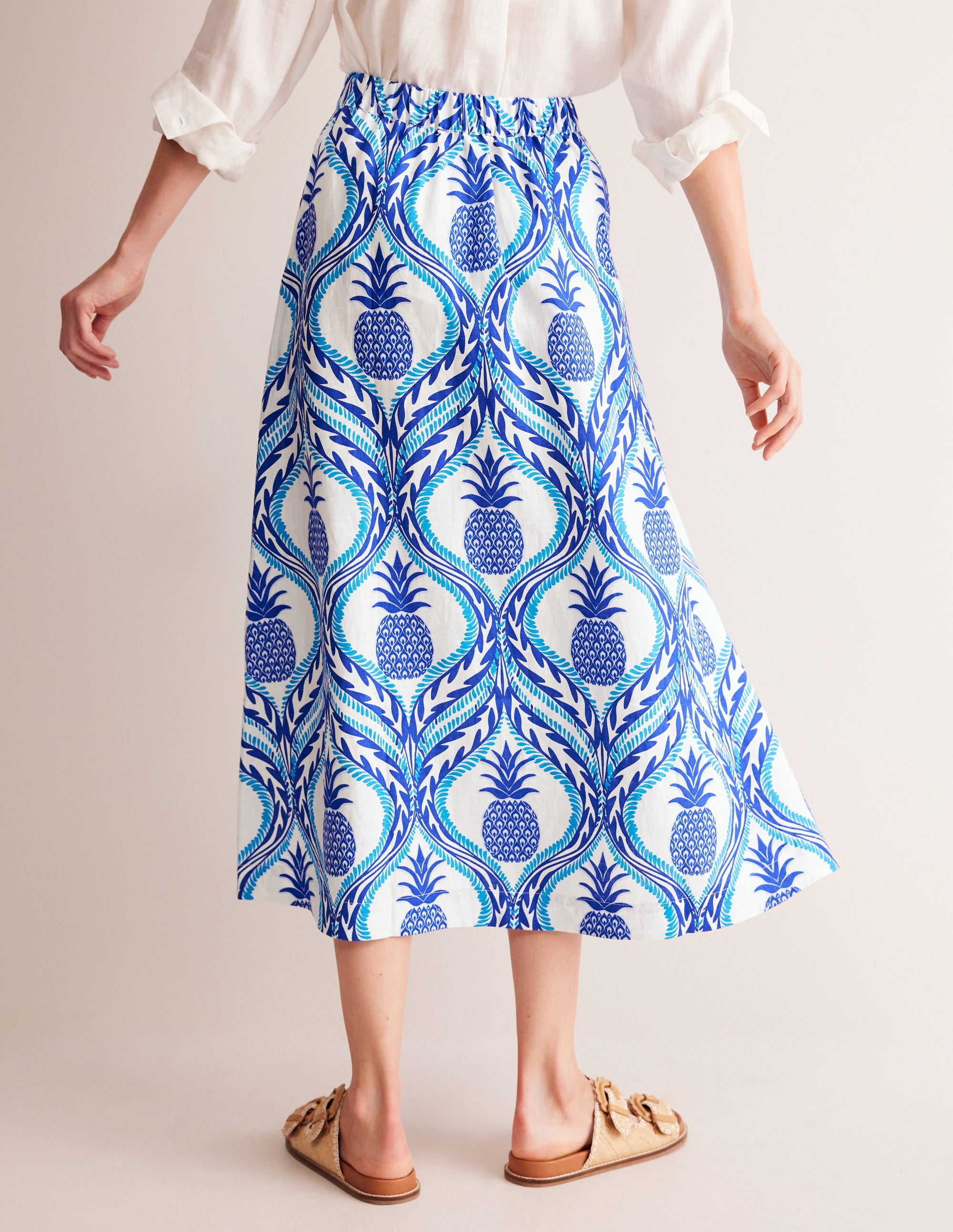 Florence Linen Skirt-Surf the Web, Pineapple Wave - Image 3