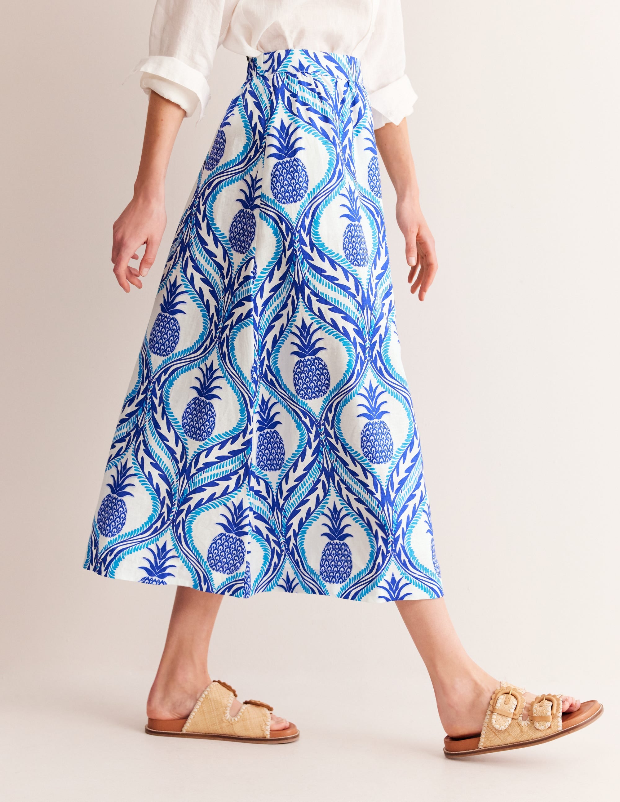 Florence Linen Skirt-Surf the Web, Pineapple Wave - Image 4
