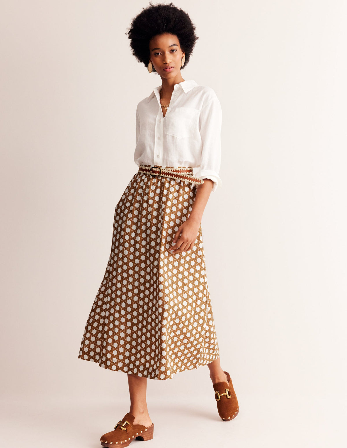Florence Linen Skirt-Rubber, Honeycomb Geo - Image 1