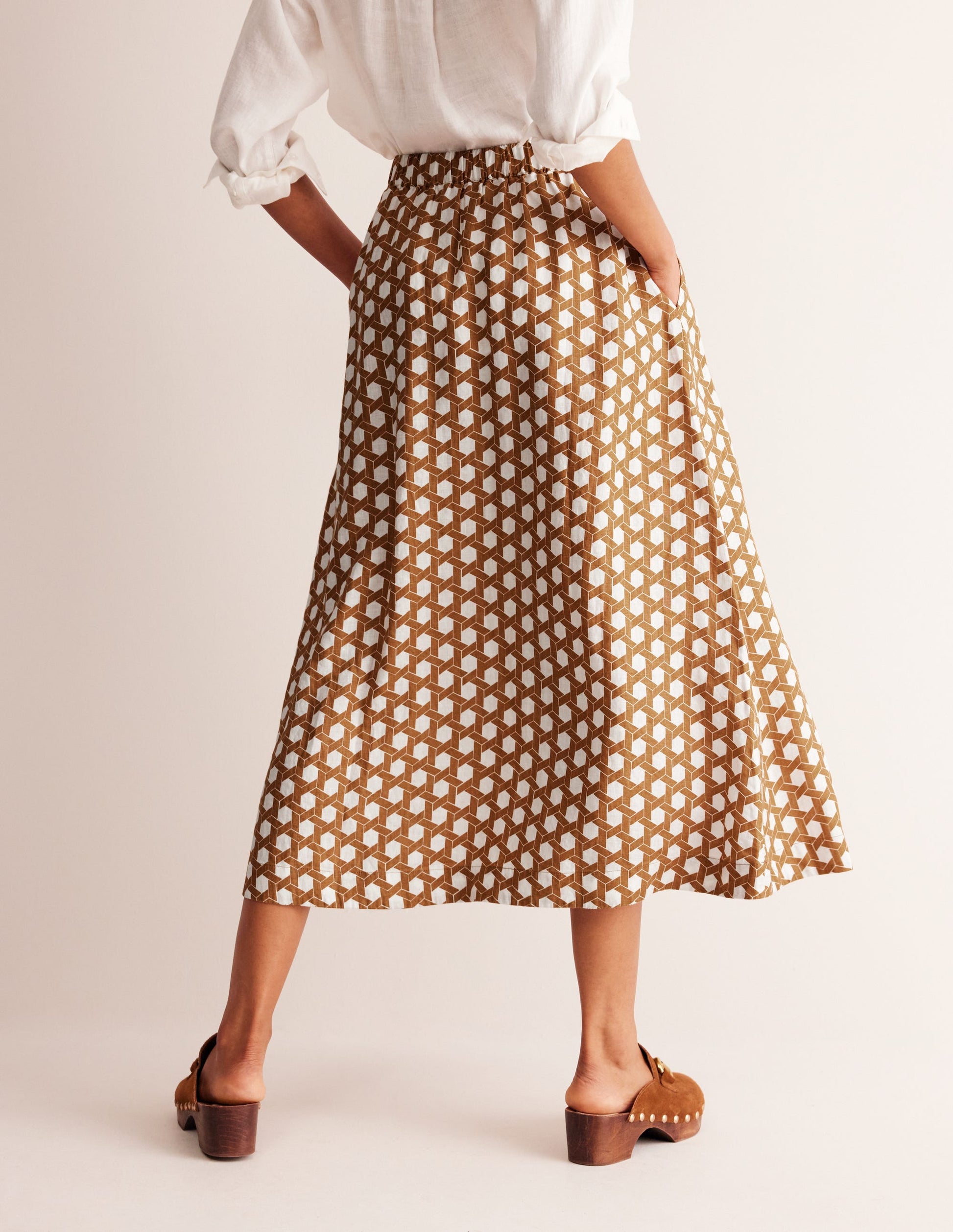 Florence Linen Skirt-Rubber, Honeycomb Geo-3