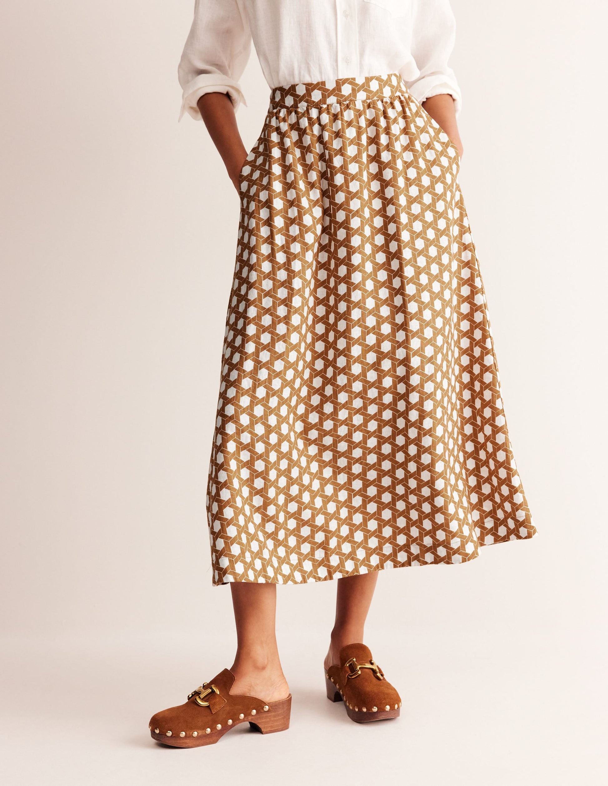 Florence Linen Skirt-Rubber, Honeycomb Geo-4