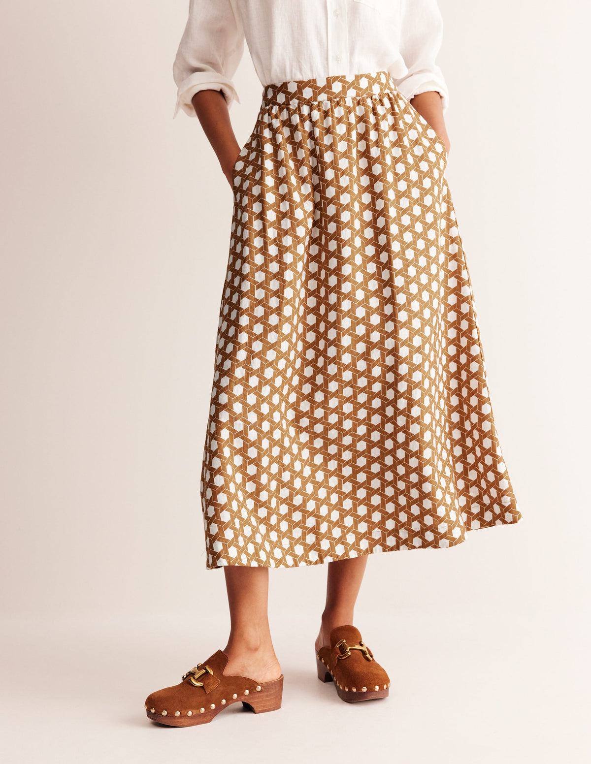 Florence Linen Skirt-Rubber, Honeycomb Geo - Image 4