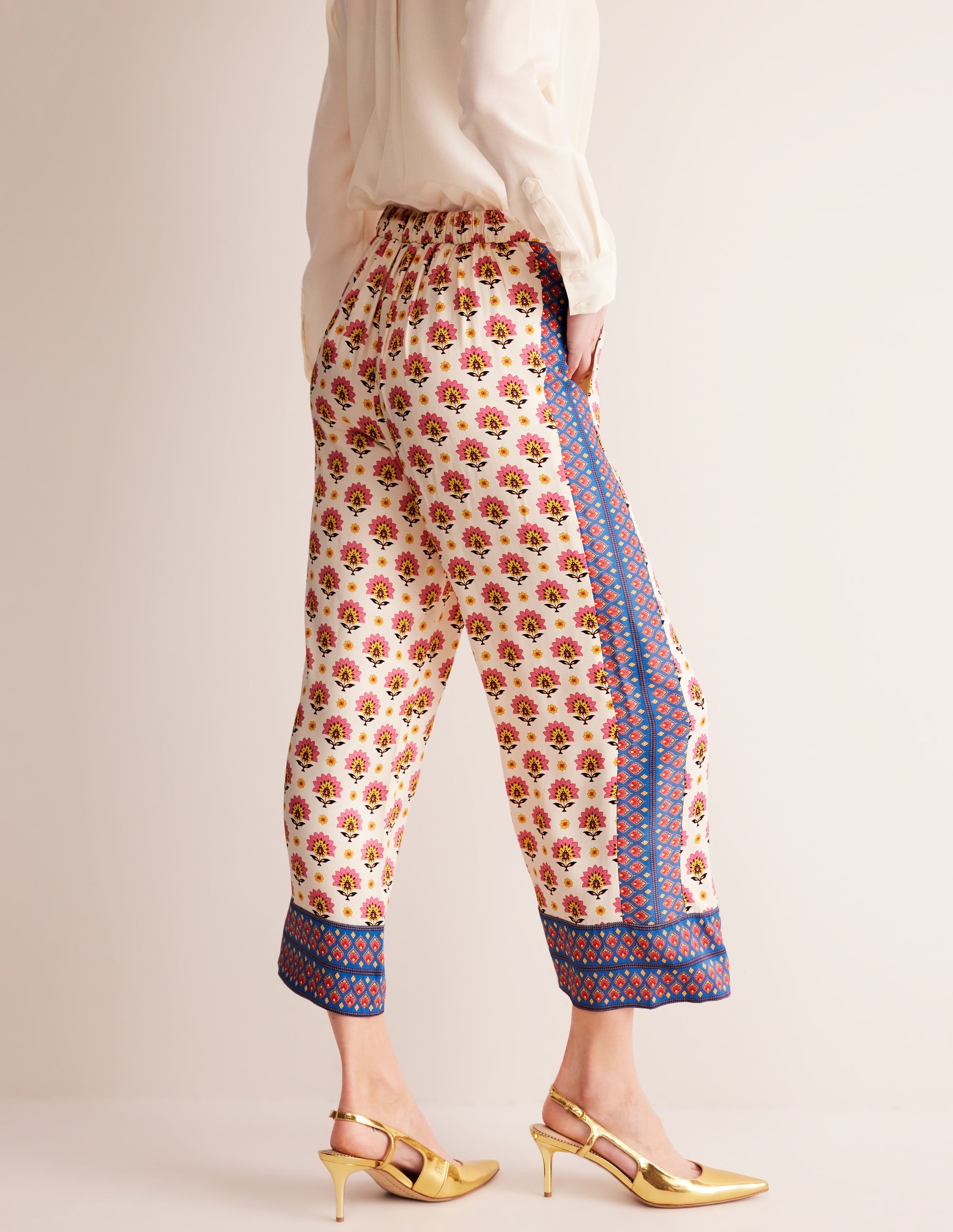 Straight Crop Satin Trousers-Passion Geo - Image 3