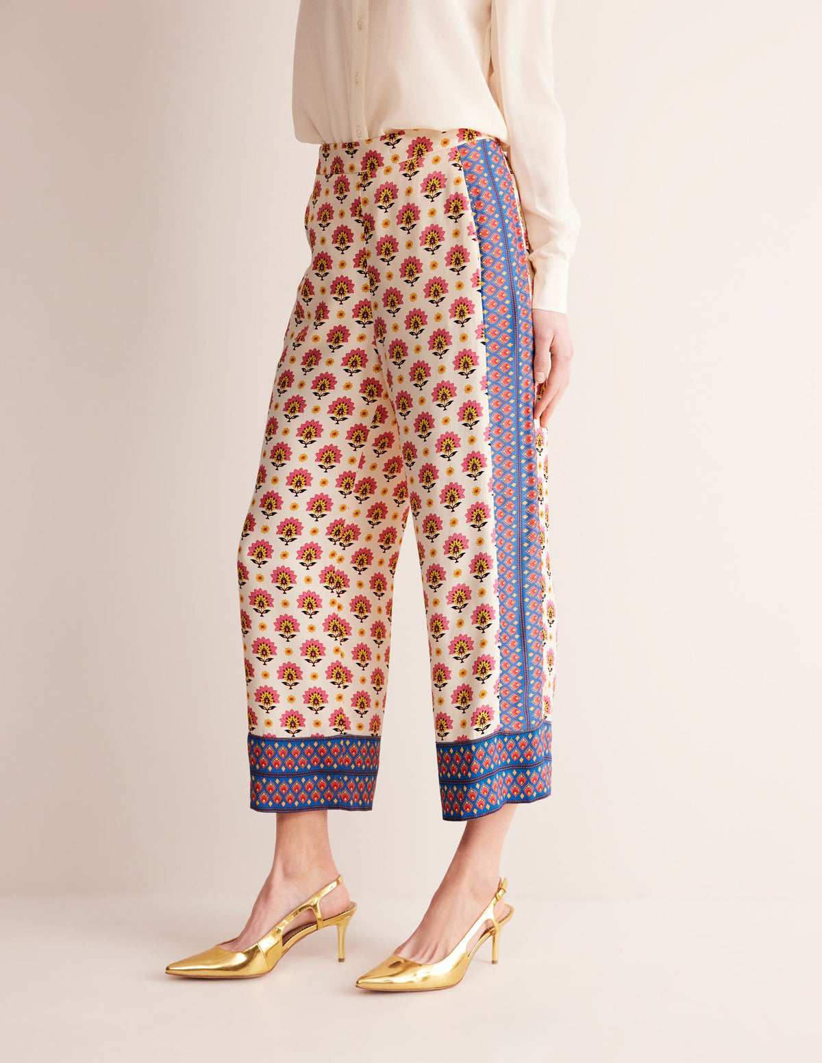 Straight Crop Satin Trousers-Passion Geo - Image 4