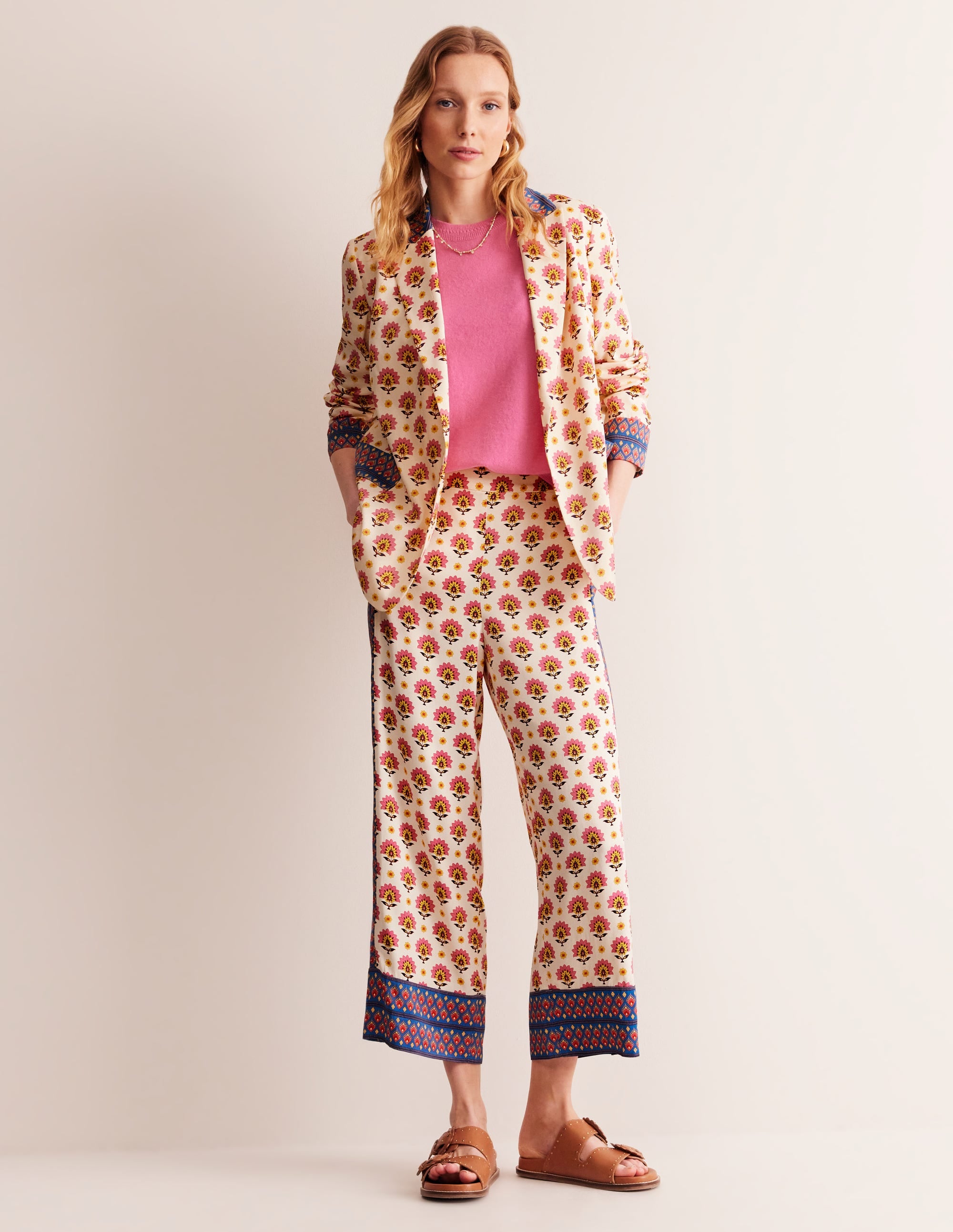 Straight Crop Satin Trousers-Passion Geo - Image 6