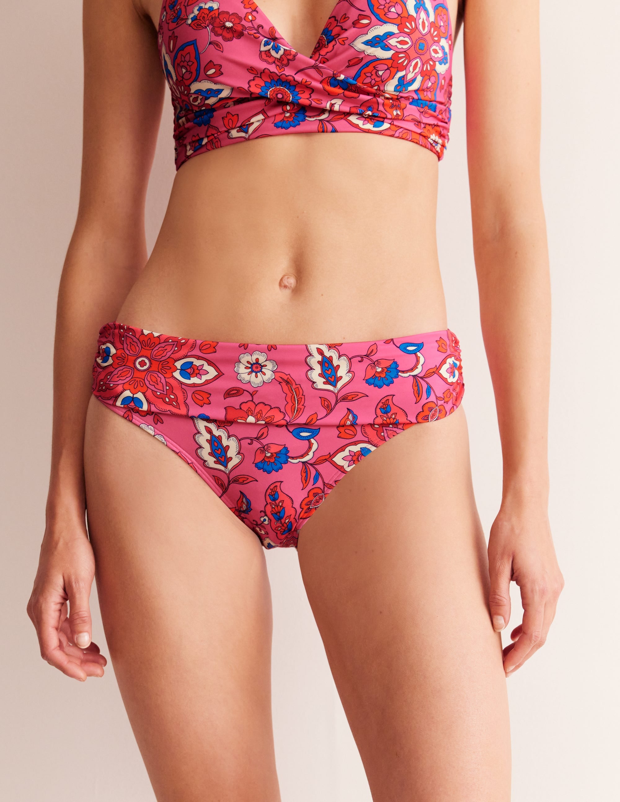 Classic Fold Bikini Bottoms-Pink, Botanical Wave - Image 4