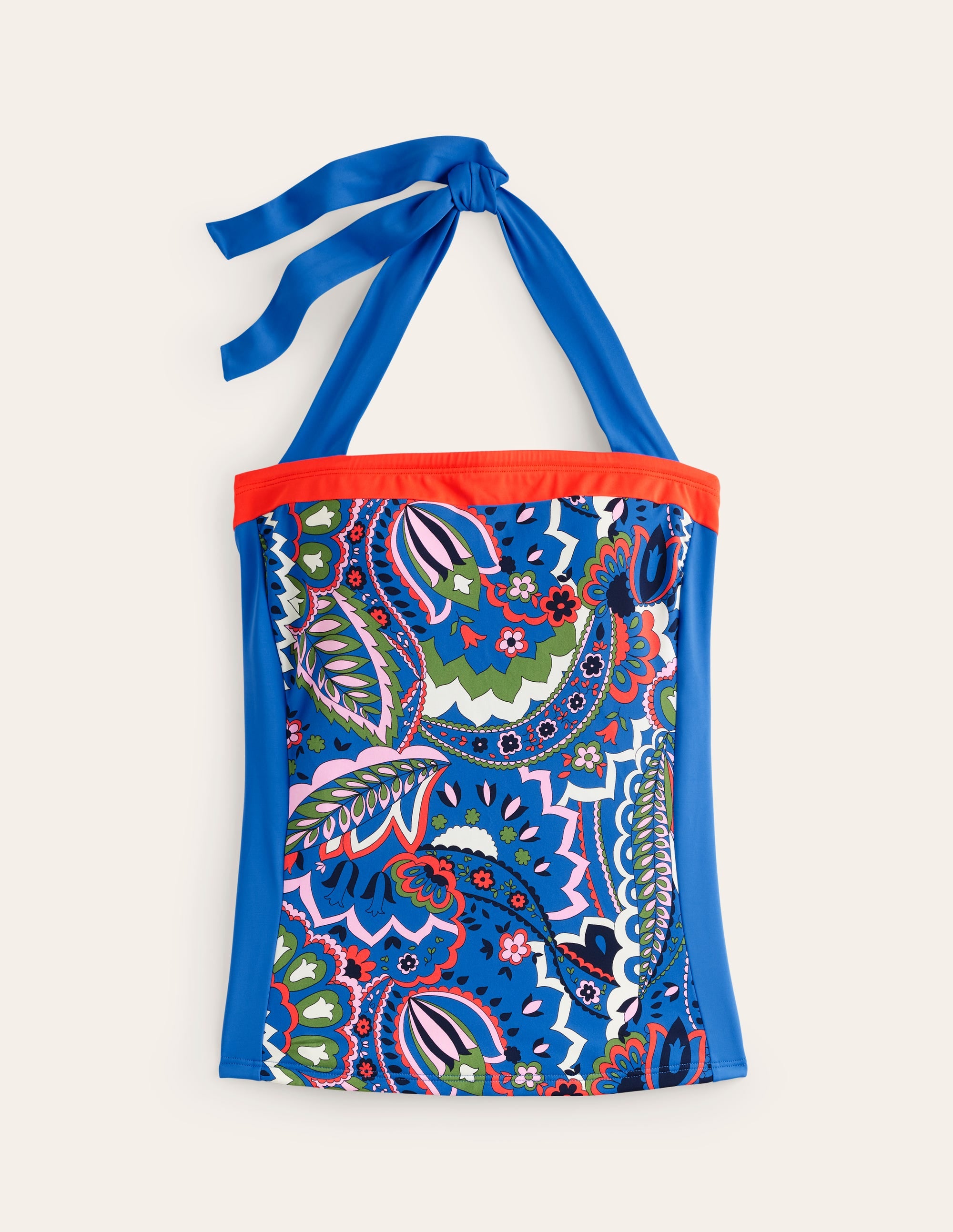 Santorini Tankini Top-Blue, Foliage Paisley - Image 5